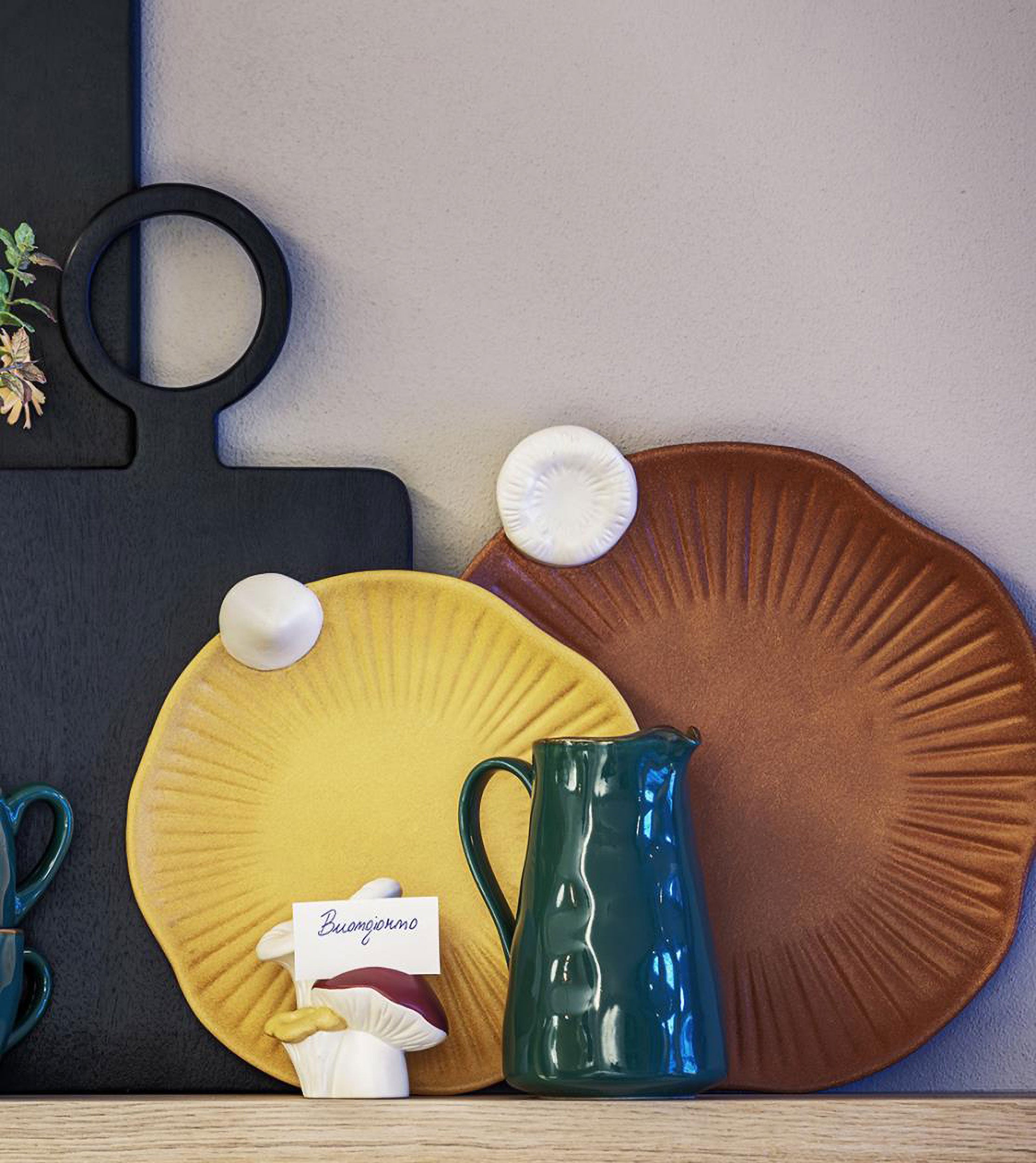 Segnaposto, Accademiachampignon - Ceramica, 9,9x7,1x10 cm h