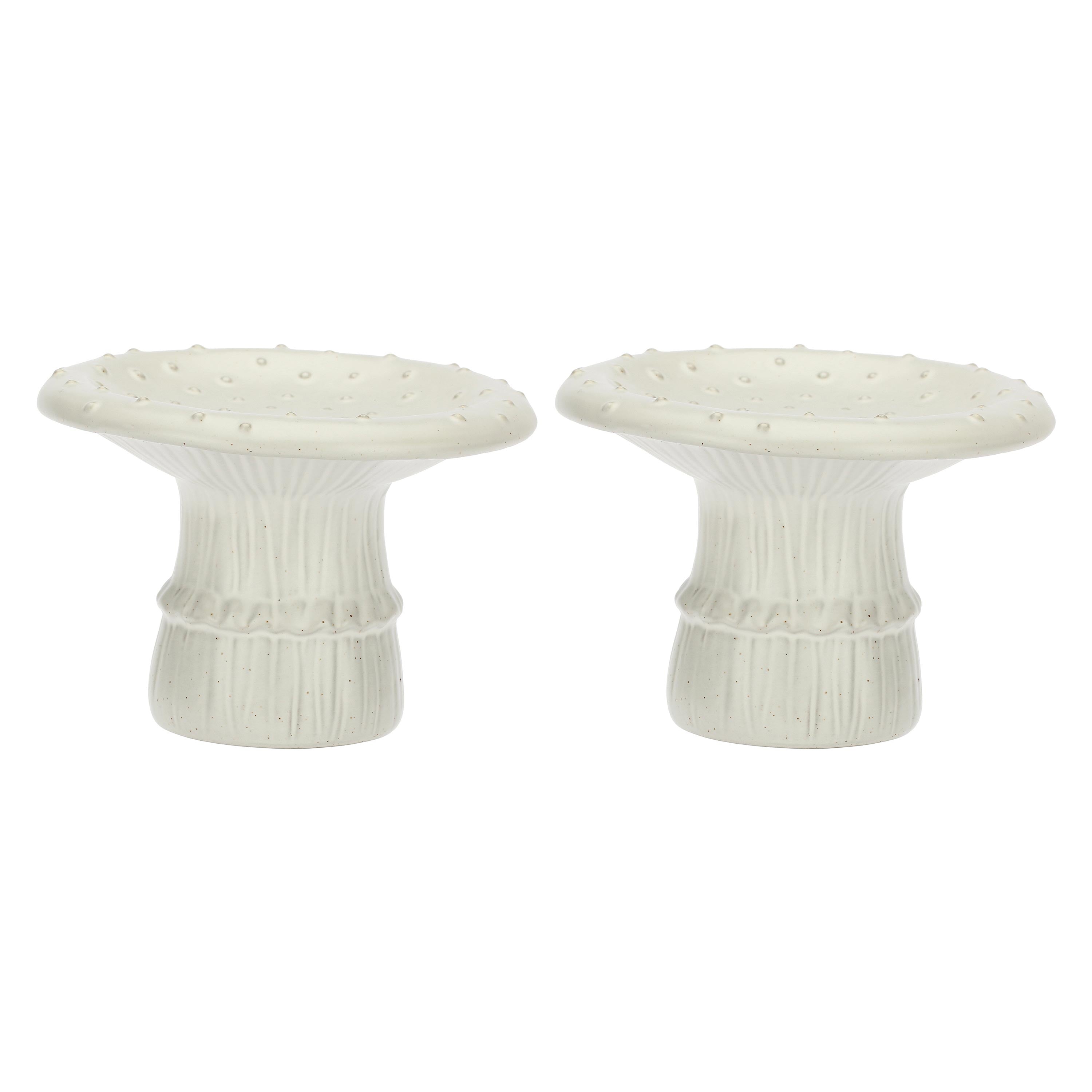 Set da 2, Fungo Decorativo M Pois, Nelrisotto - Gres, ø 15x10,5 cm h