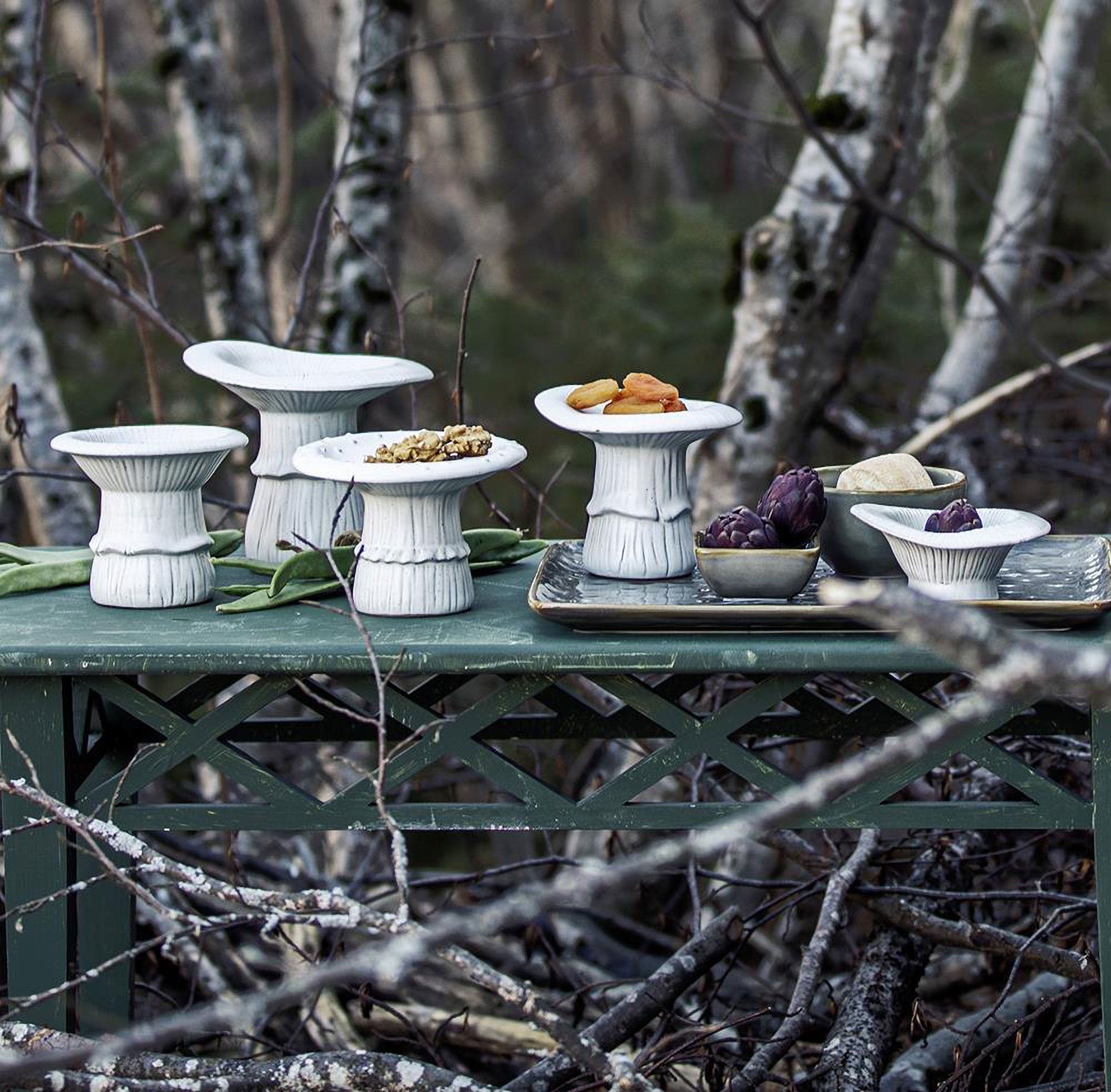 Set da 2, Fungo Decorativo M Concavo, Nelrisotto - Gres, ø 13 x 11,5 cm h