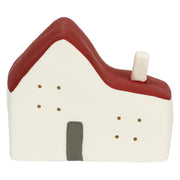 Set da 4, Casetta Led bassa rossa, Nelvillaggiocasetta - Porcellana, 10,5x7x9 cm