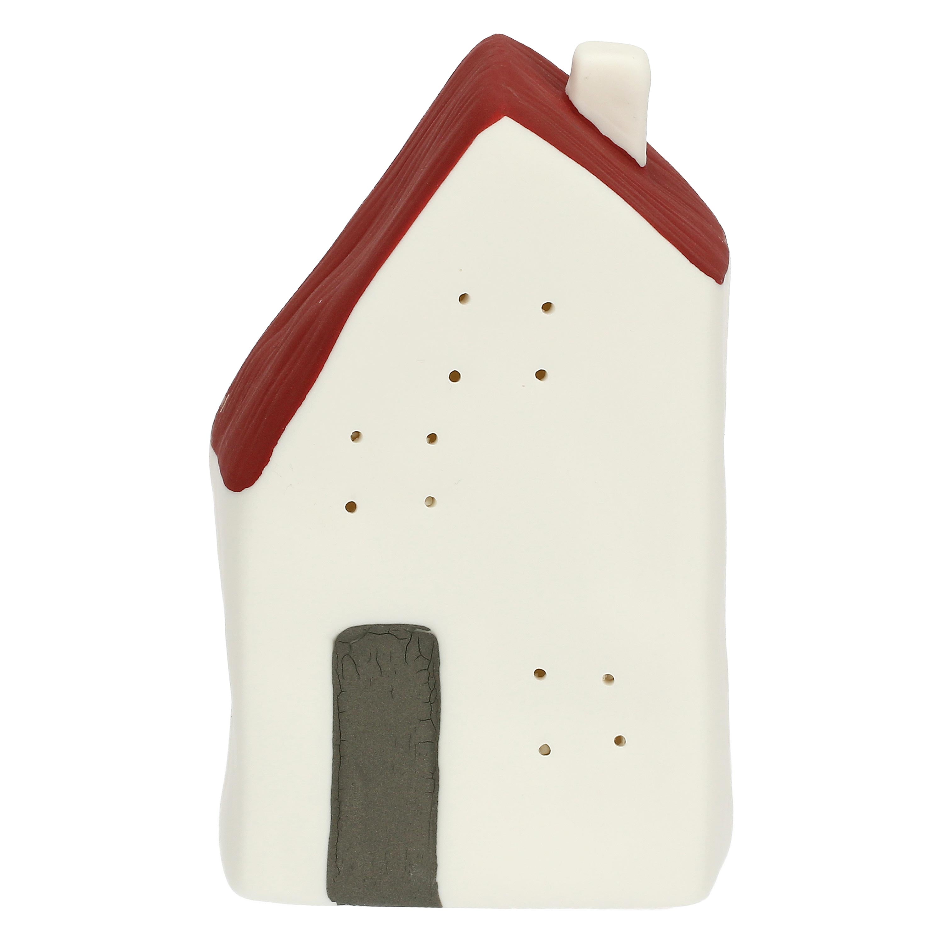 Set da 4, Led Singola Rossa, Nelvillaggiocasetta - Porcellana, 8,5x6,5x15 cm h