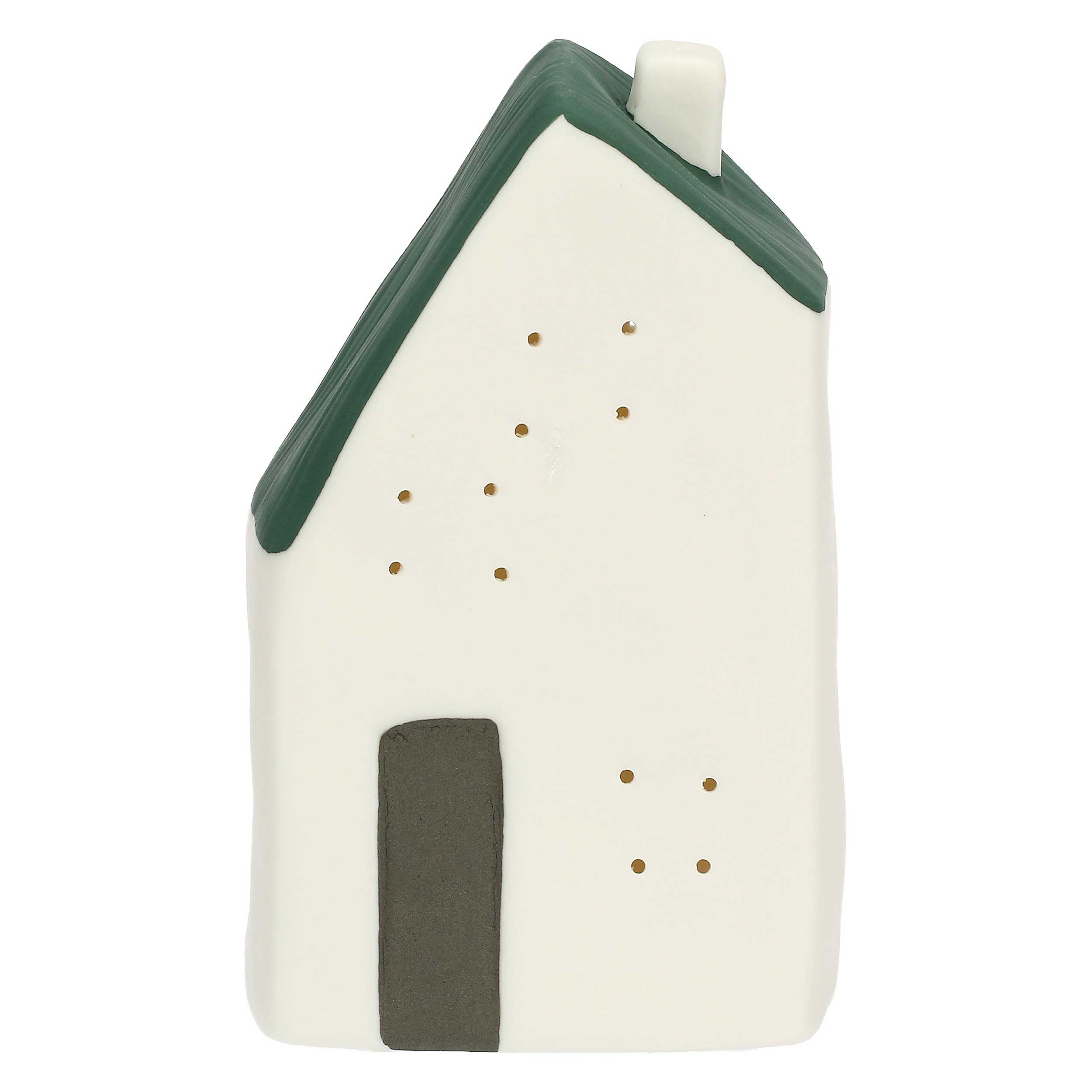 Set da 4, Casetta Led Verde, Nelvillaggiocasetta - 8,5 x 6,5 x 15 cm