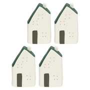 Set da 4, Casetta Led Verde, Nelvillaggiocasetta - 8,5 x 6,5 x 15 cm