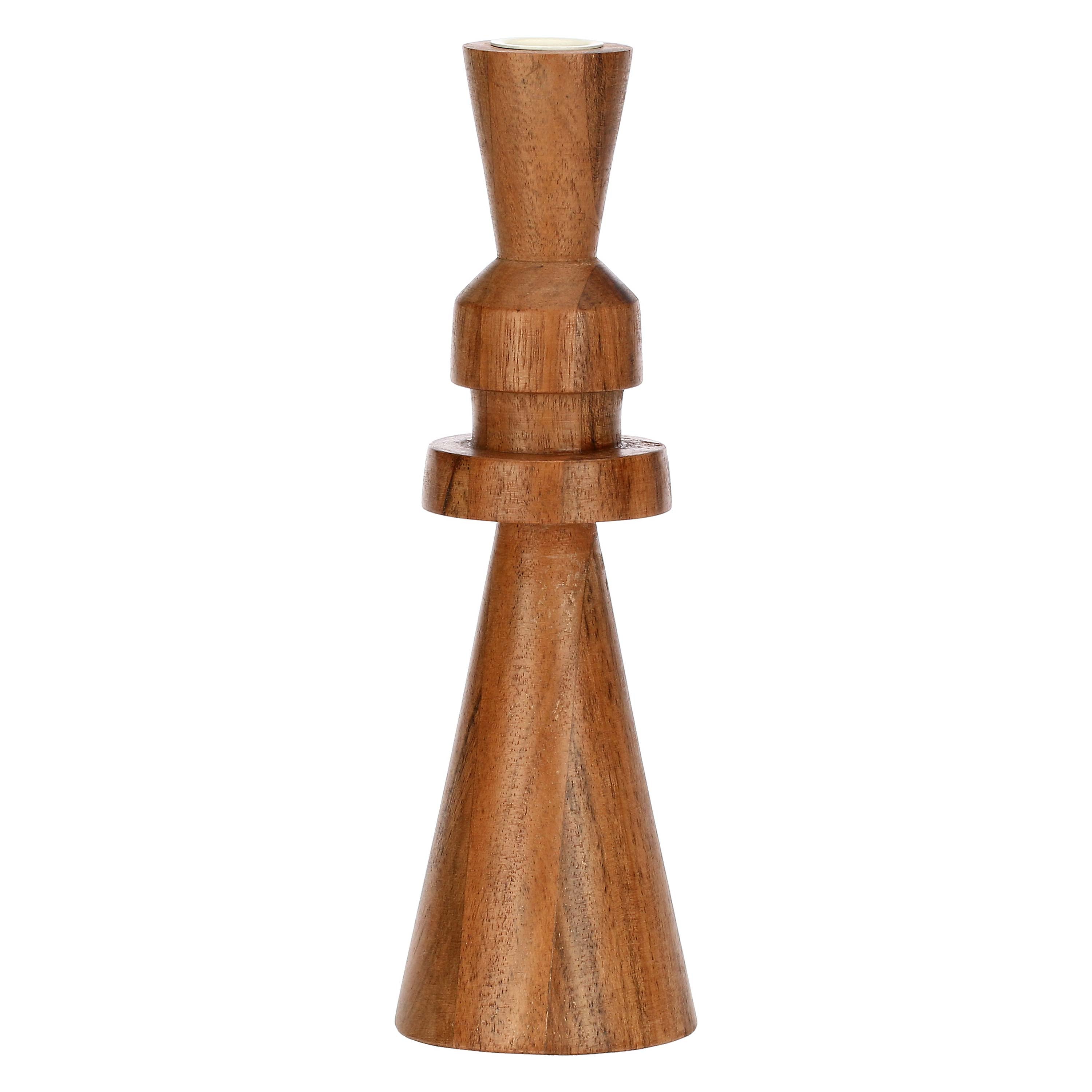 Portacandela Laltro, Nonsiamoscacchi - Legno Di Acacia, 7,8x7,8x26 cm