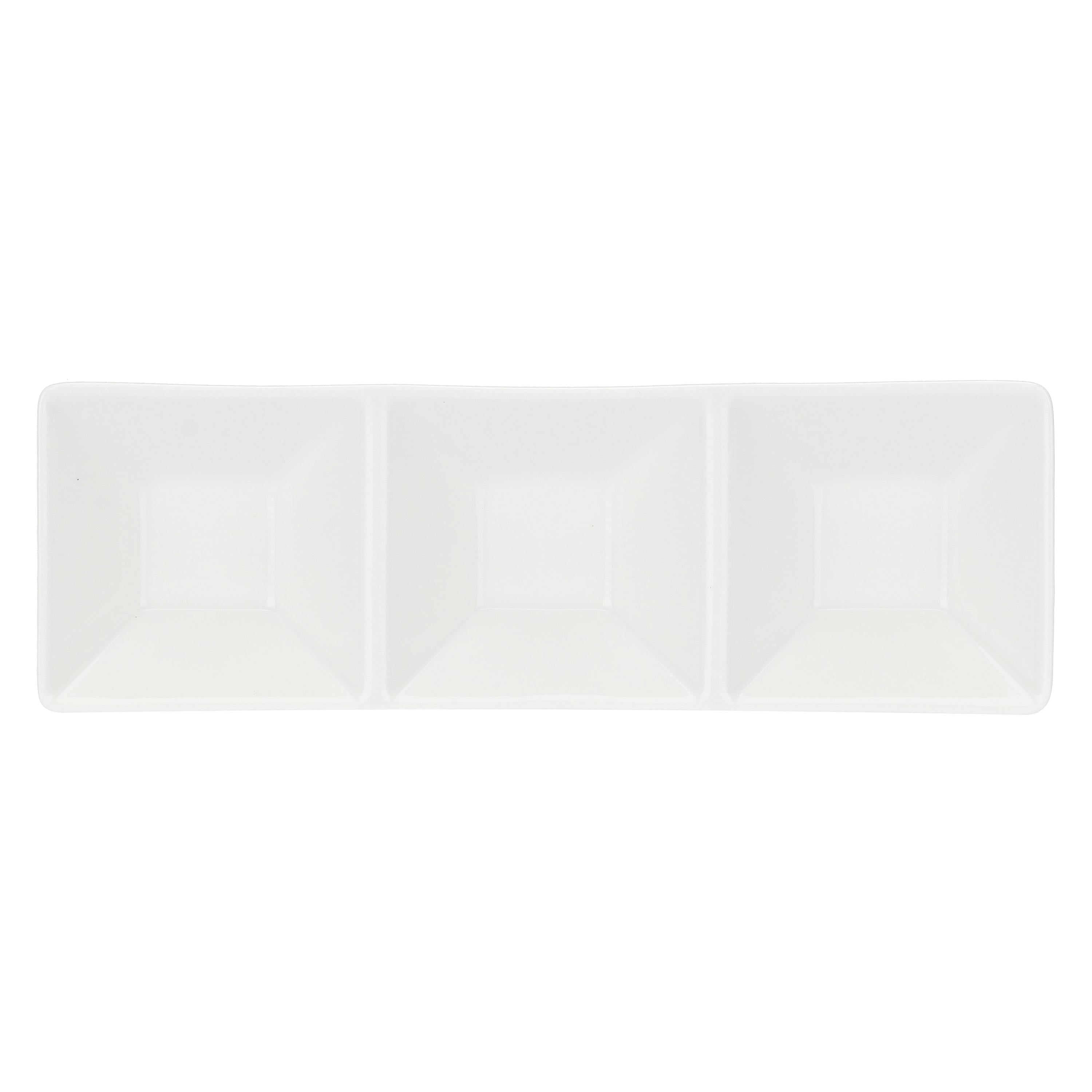Set da 8, Antipastiera Rettangolare 3 scomparti, Convivio - Porcellana, 23x7,5 cm