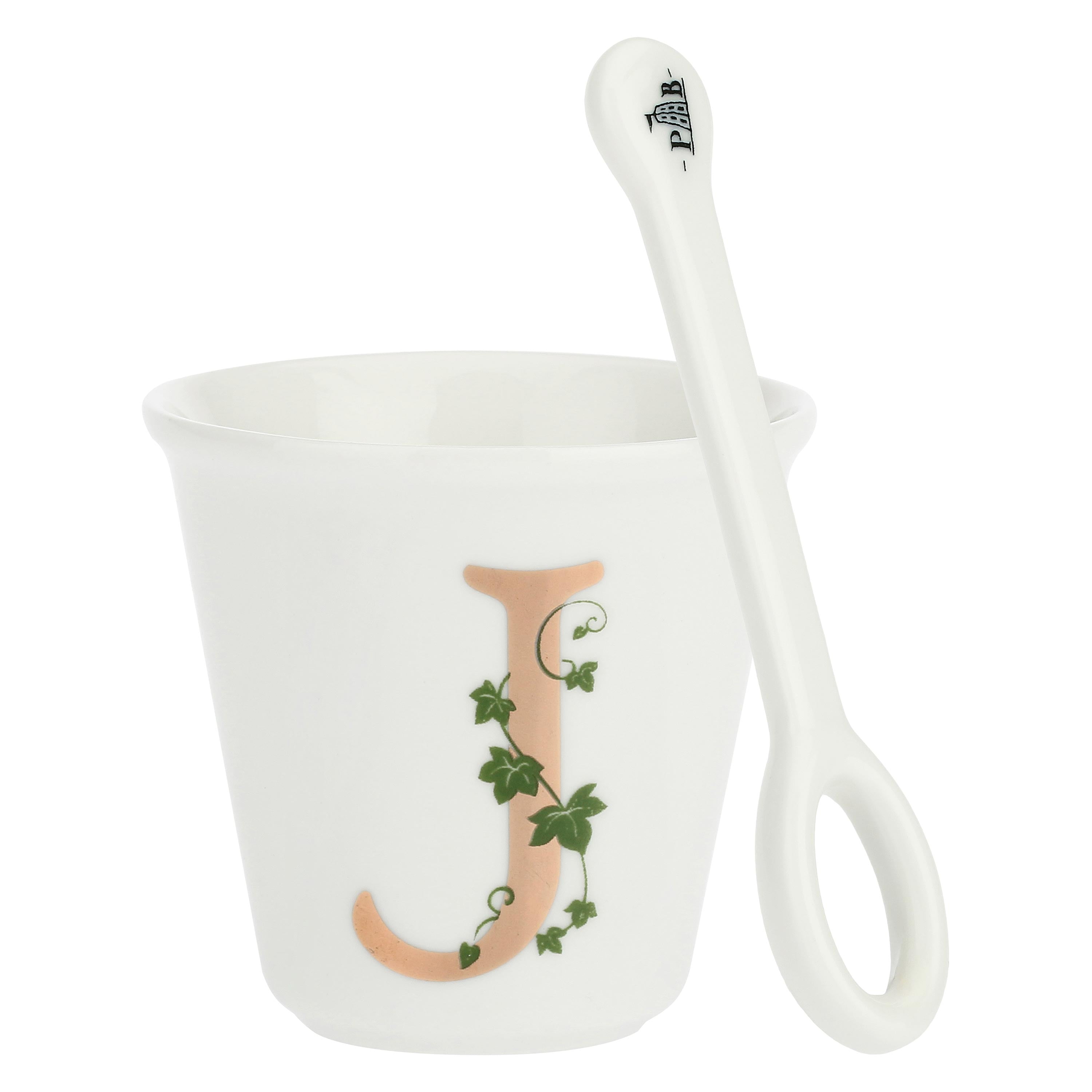 Bicchierino J con cucchiaino, Unico - Porcellana, 75 cc