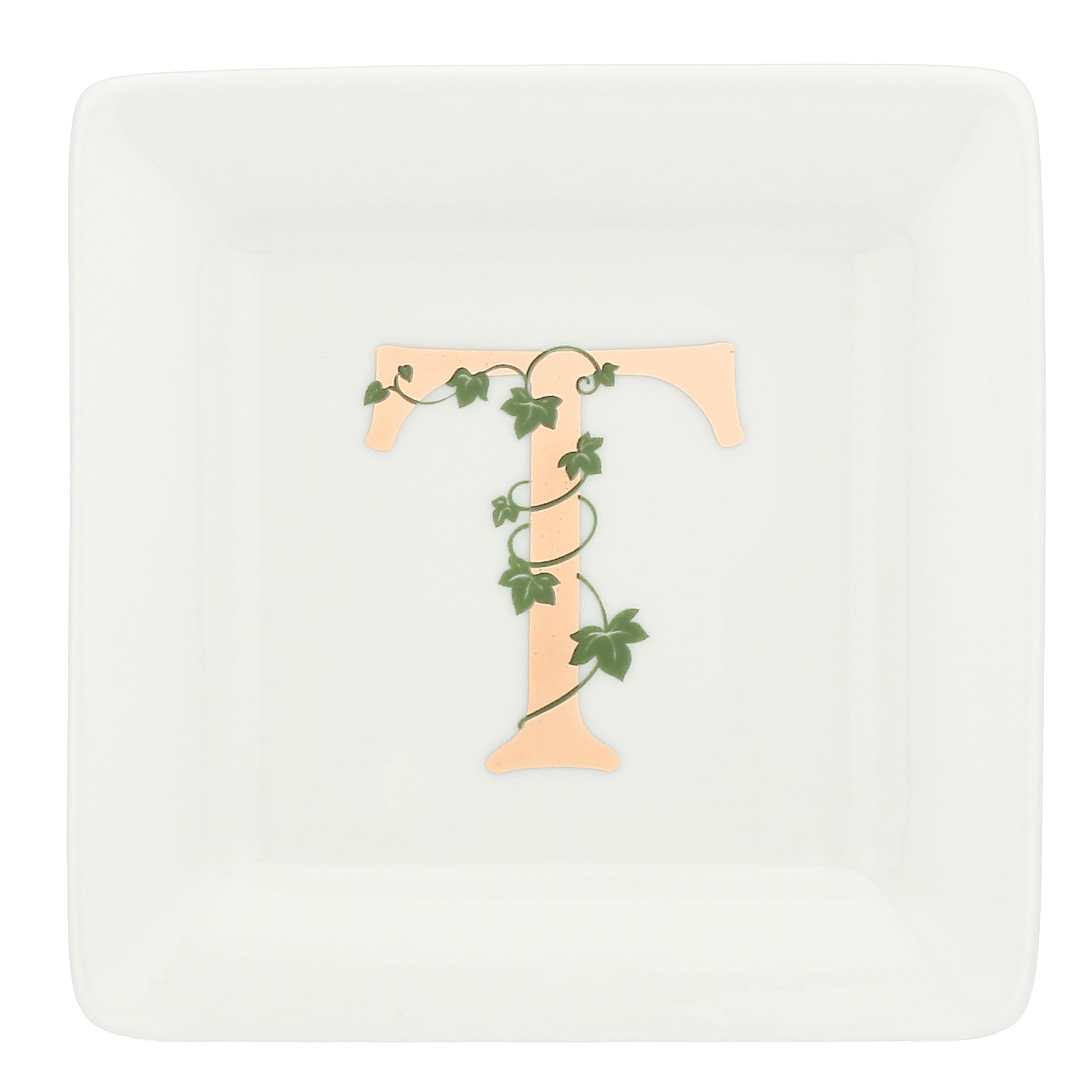 Piattino quadrato "T", Adorato - Porcellana, 10x10 cm