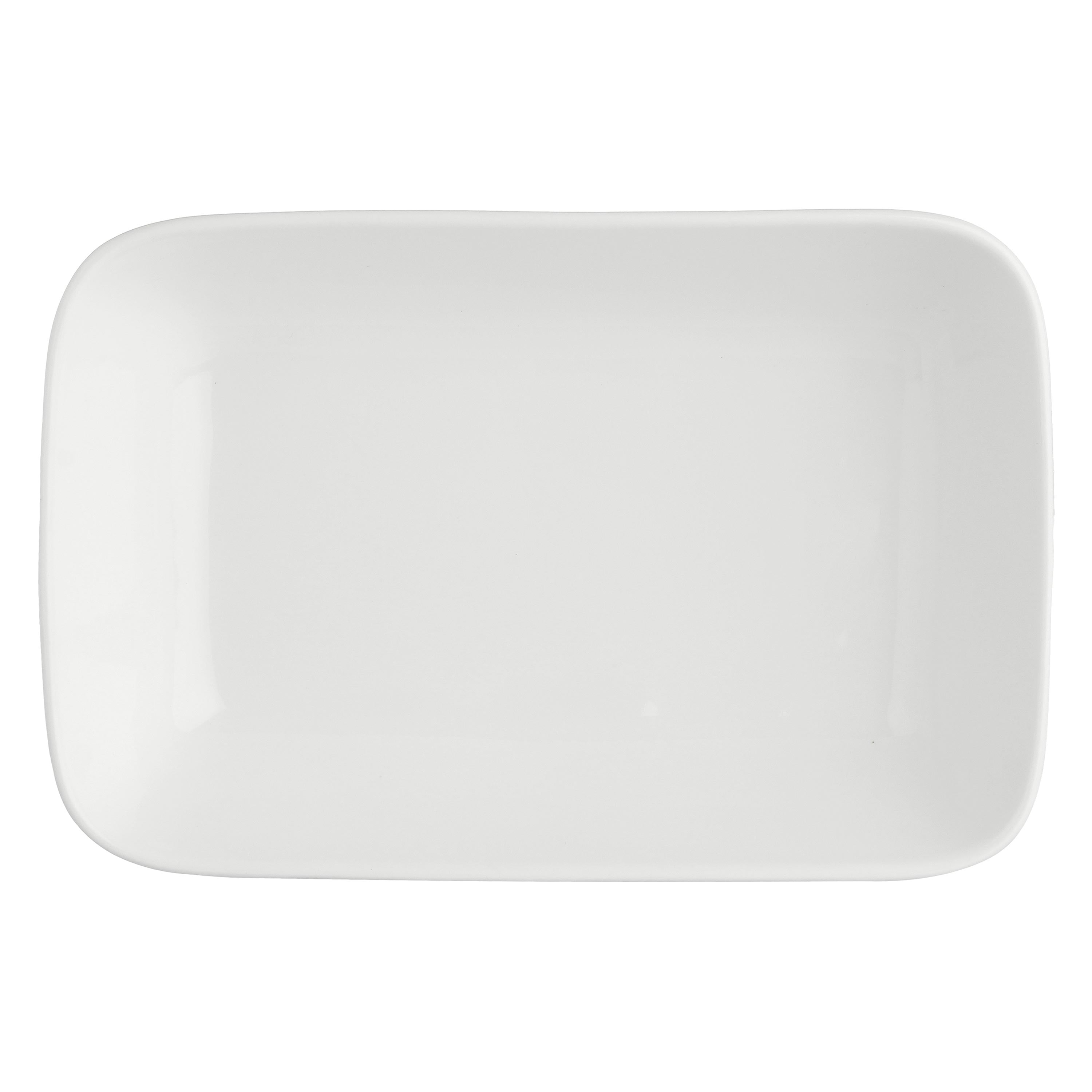 Set da 4, New Age Piatto Rettangolare Fondo, Essenziale - Bone China, 22x15x5,5 cm