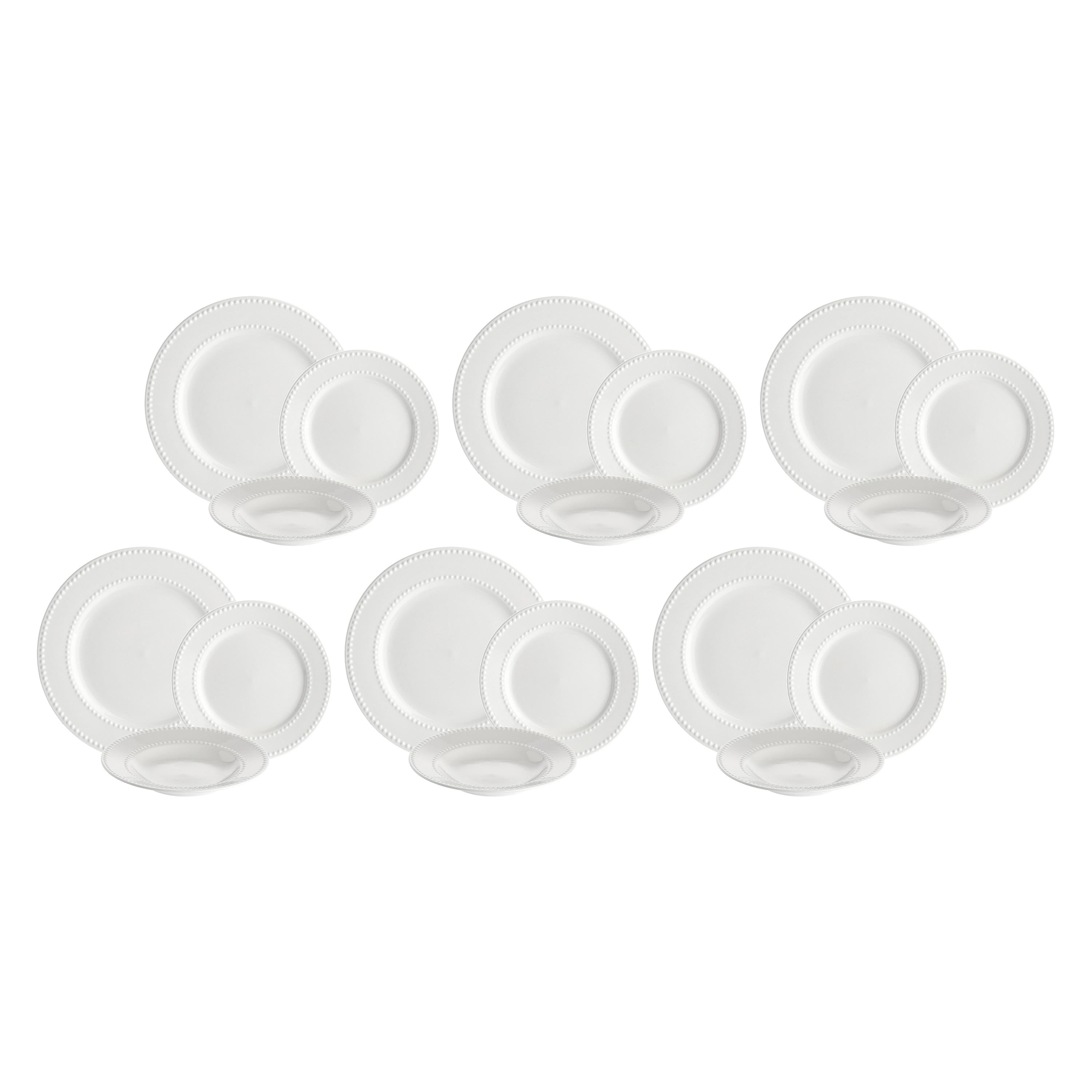 Set 18 pezzi Tavola, Collina - New Bone China, Piatto Piano Ø27 cm; Piatto Fondo Ø22 cm; Piatto Frutta Ø20 cm
