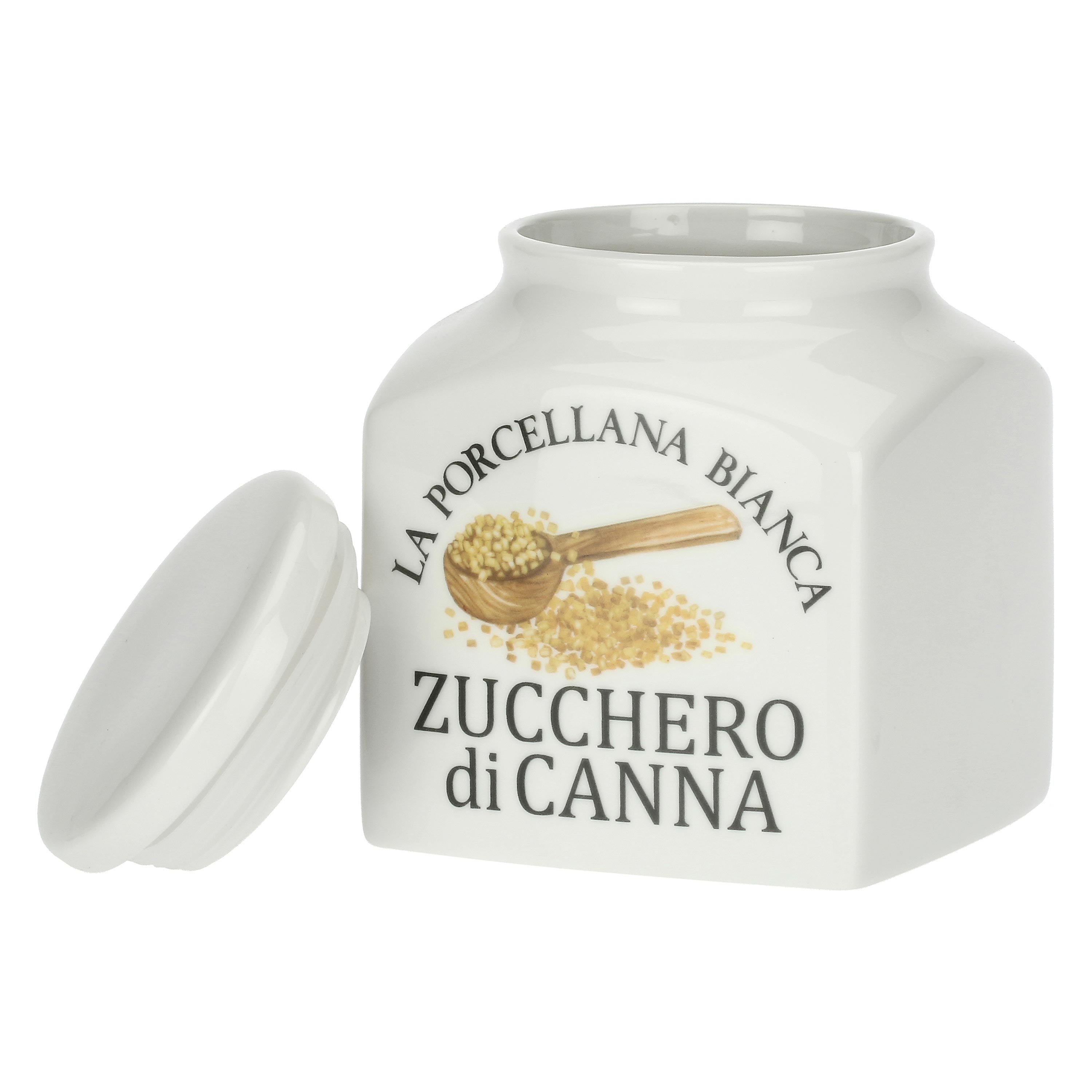 Barattolo Zucchero di Canna, Conserva - Porcellana, 1,1 L