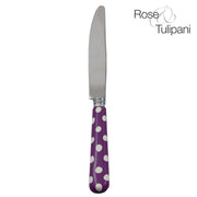 Set of 12, Table Knife, Violet Polka Dots