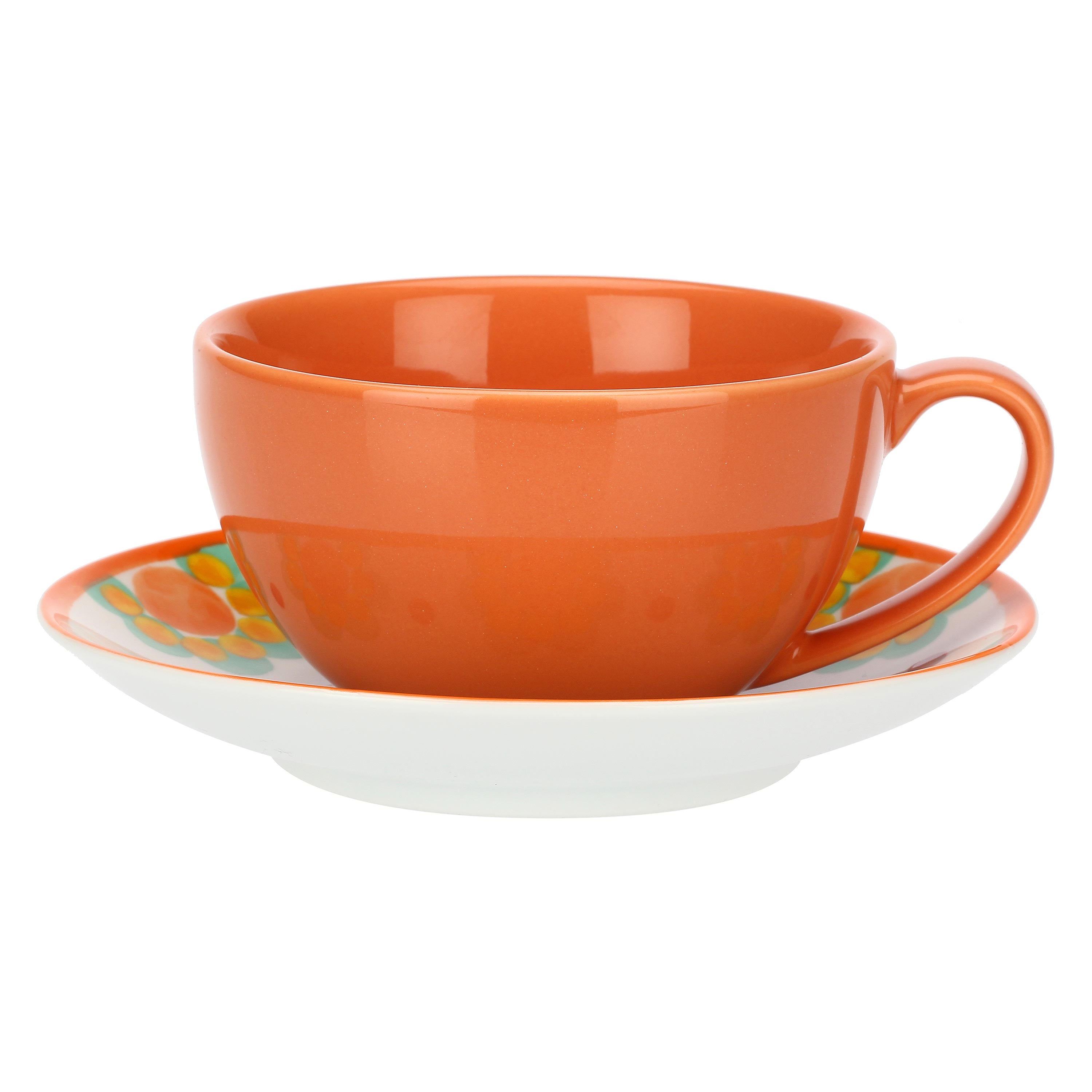 Set da 4, Tazza Colazione con piattino, Flor De Agua