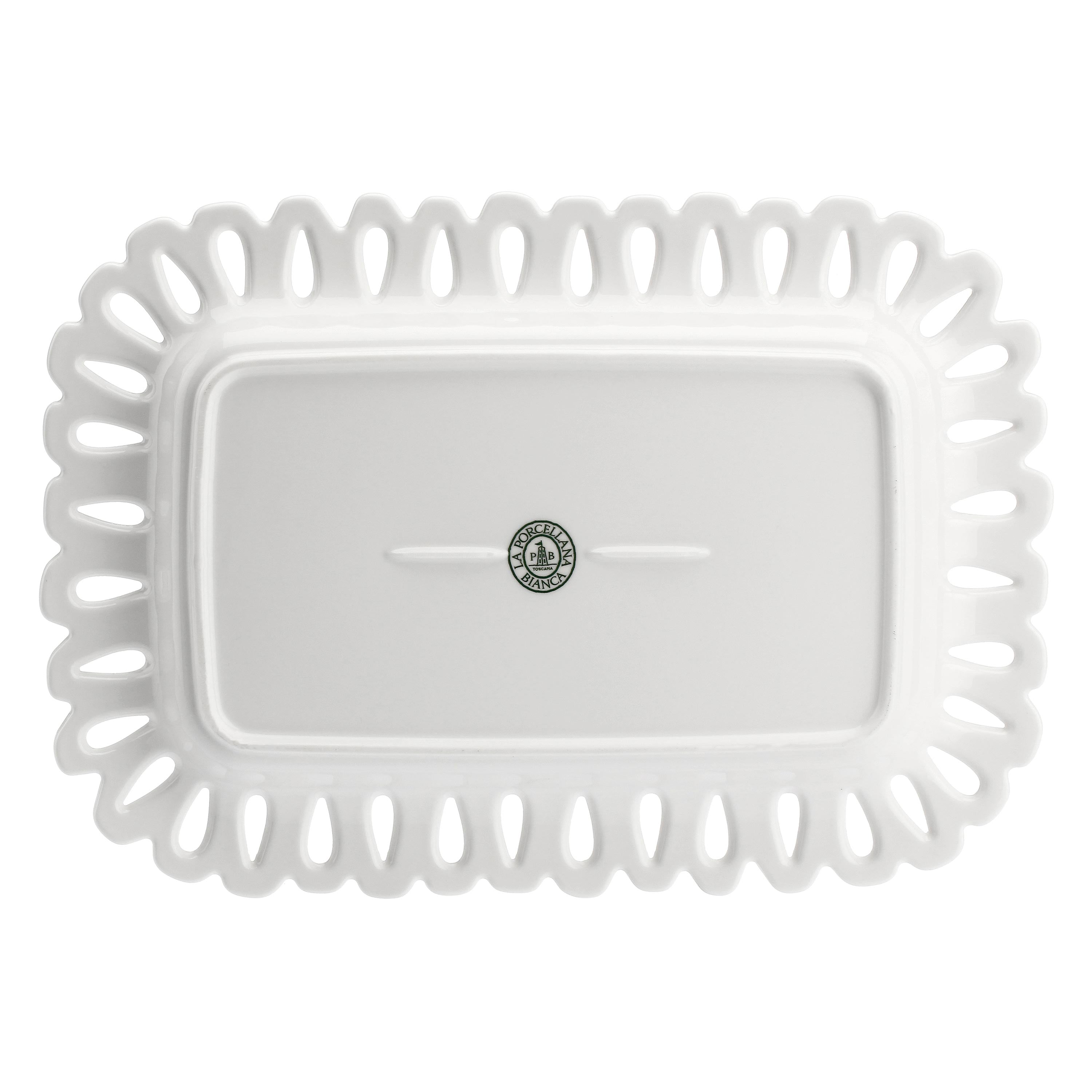 Vassoio Rettangolae Traforato, Giulietta - Porcellana, 31x22 cm