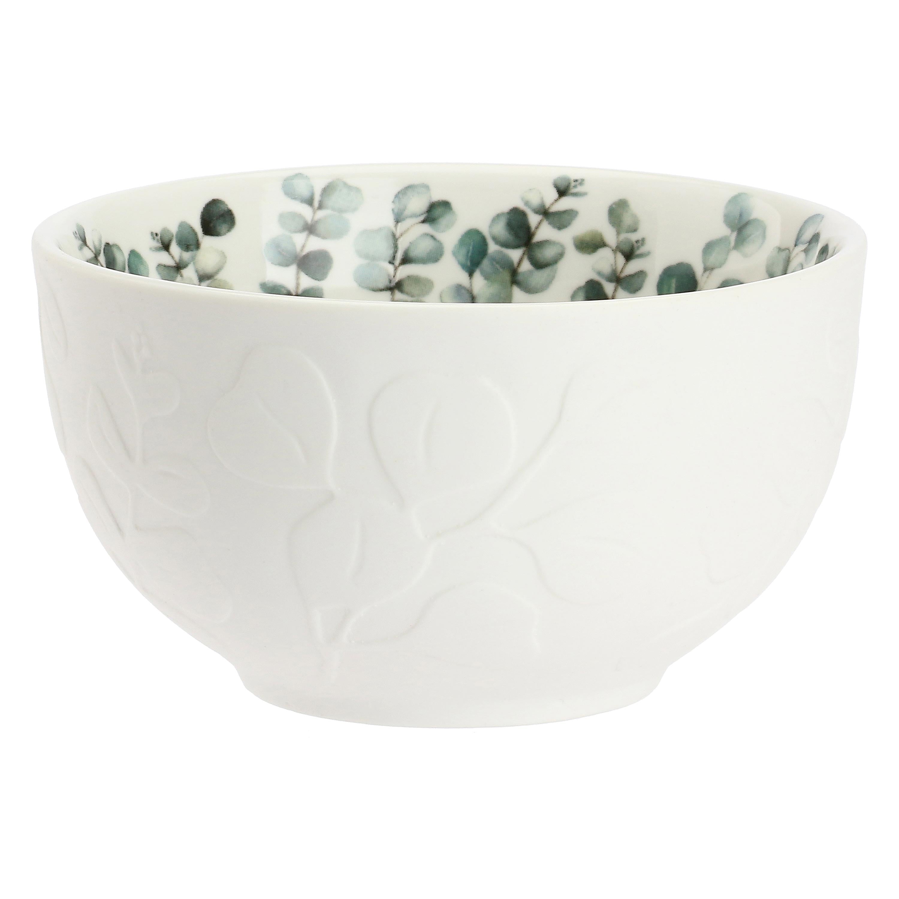 Set da 6, Ciotola Rilievo, Sempreverde - Porcellana, Ø 12 cm