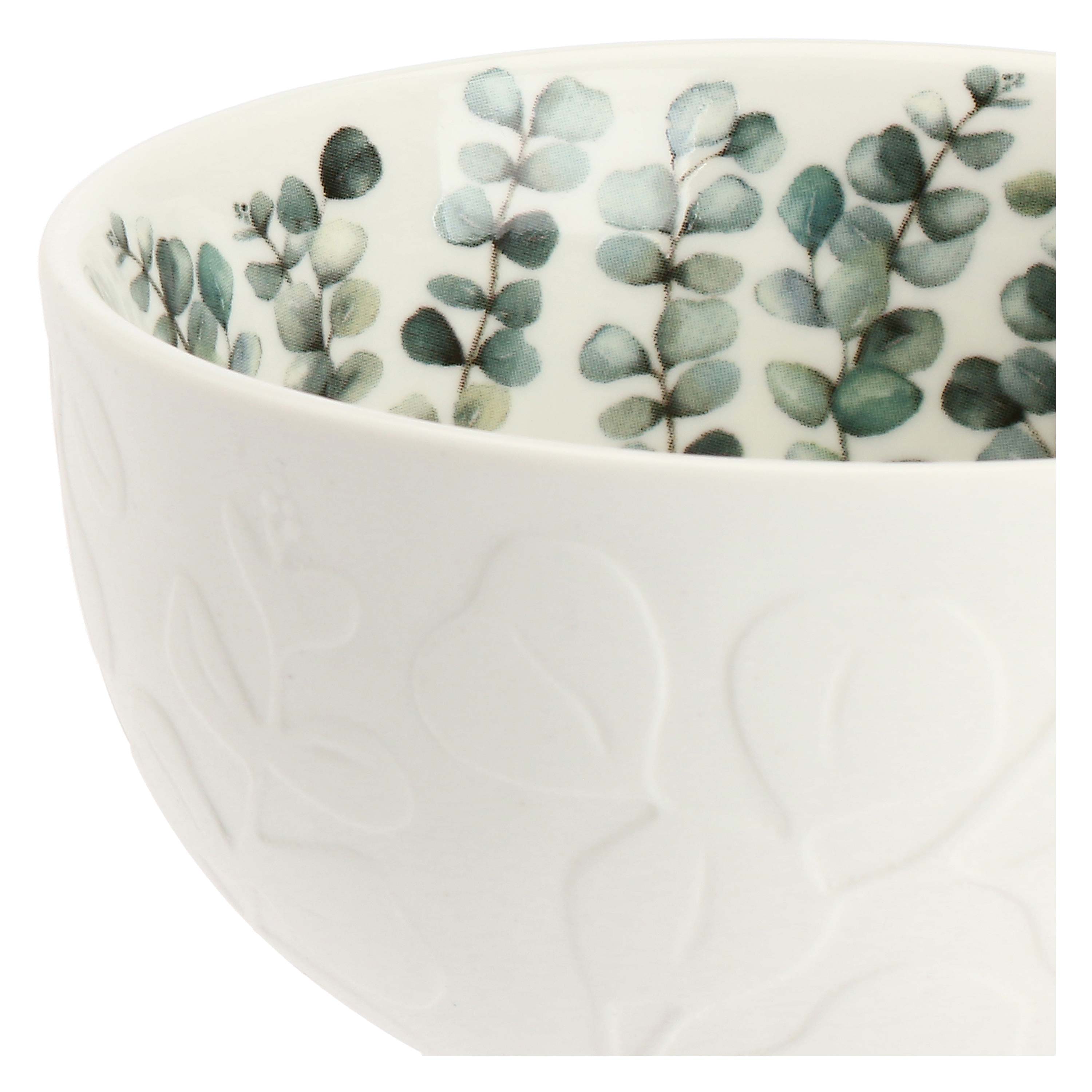 Set da 6, Ciotola Rilievo, Sempreverde - Porcellana, Ø 12 cm