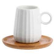 Set Tazzine Caffe C P Righe, Intavola - Porcellana e Legno, 90 ml