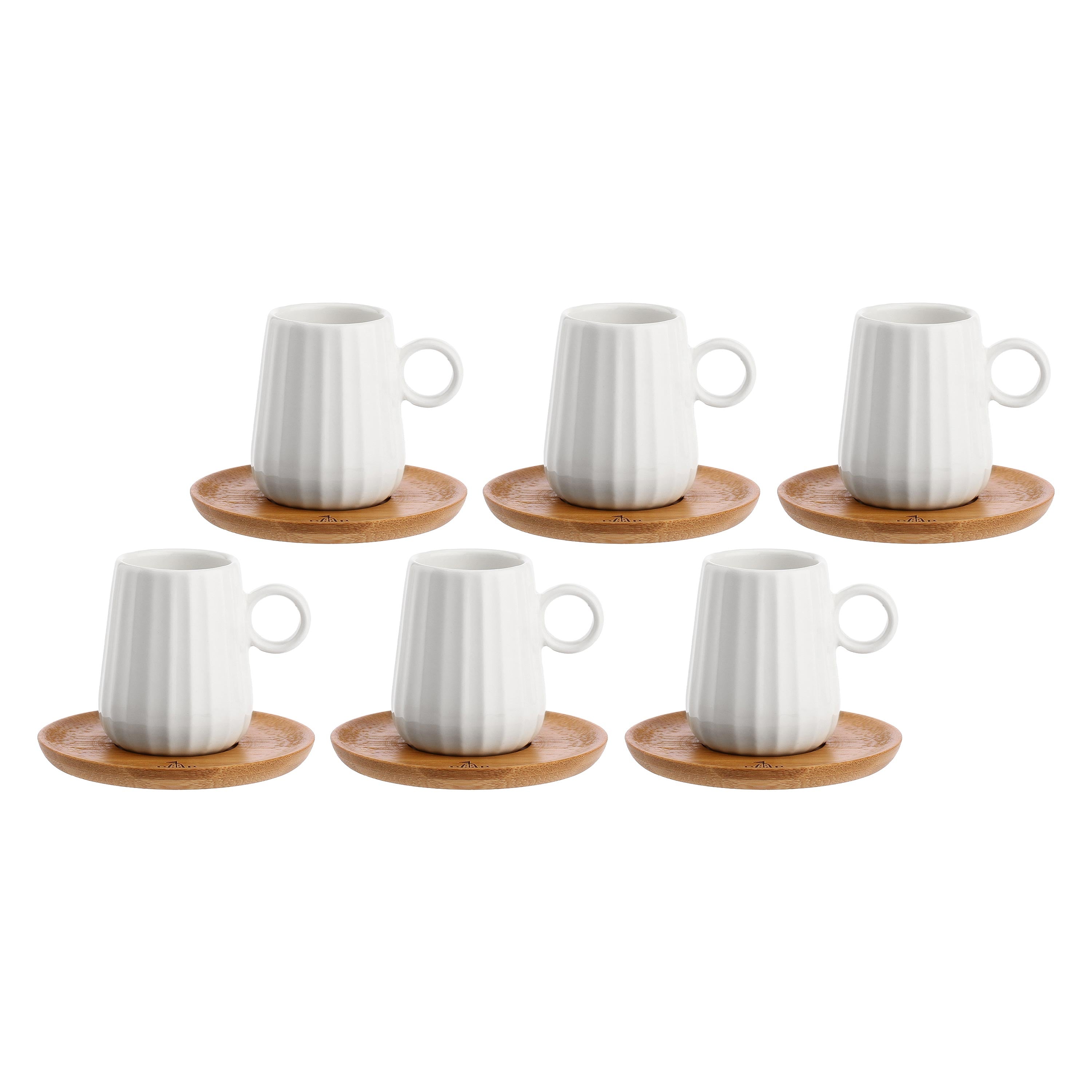 Set Tazzine Caffe C P Righe, Intavola - Porcellana e Legno, 90 ml