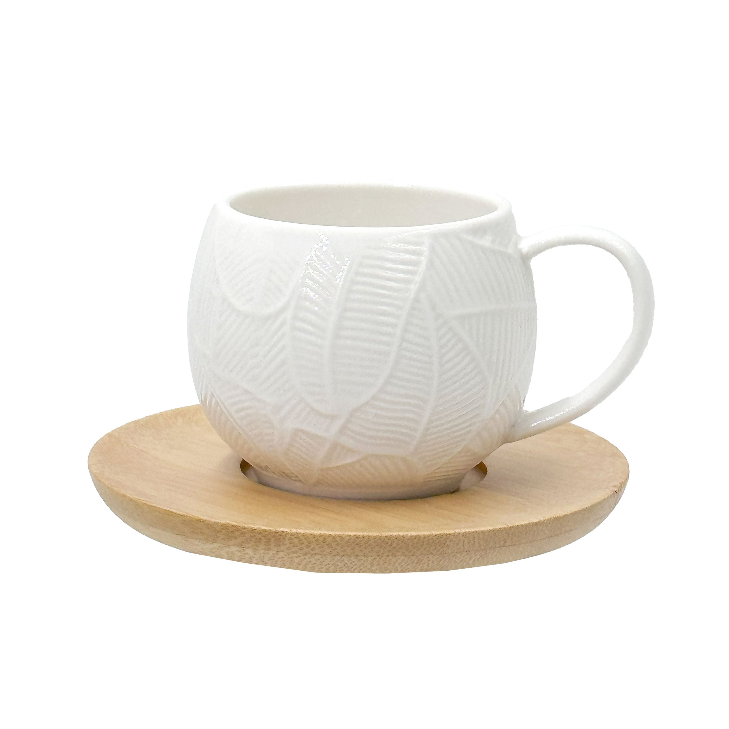 Set 6 Tazzine Caffè con piattino Foglie, Intavola - Porcellana, 90ml