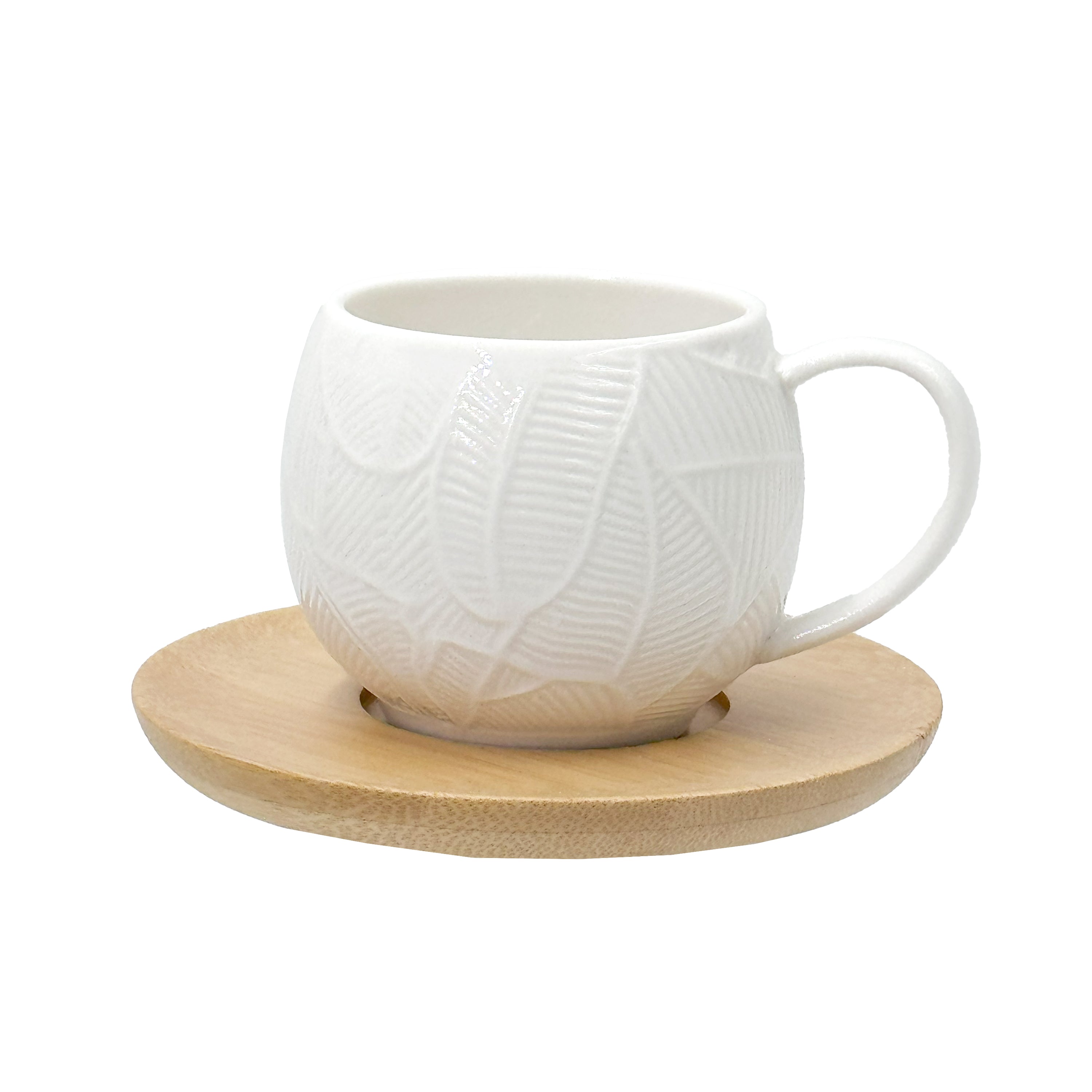 Set 6 Tazzine Caffè con piattino Foglie, Intavola - Porcellana, 90ml