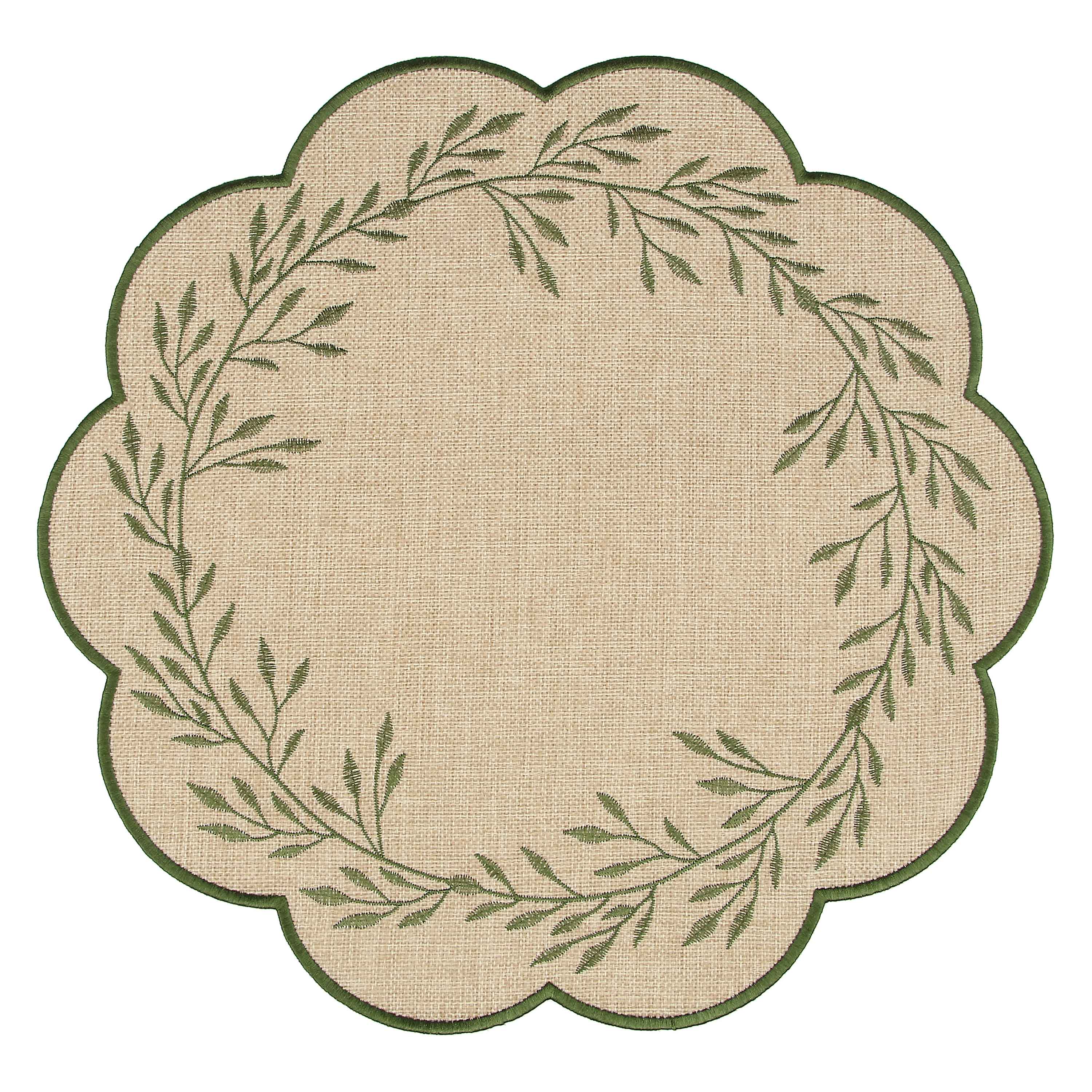 Set da 6 - Botanio Sottopiatto Foglie - Tessuto,Ø40  Cm