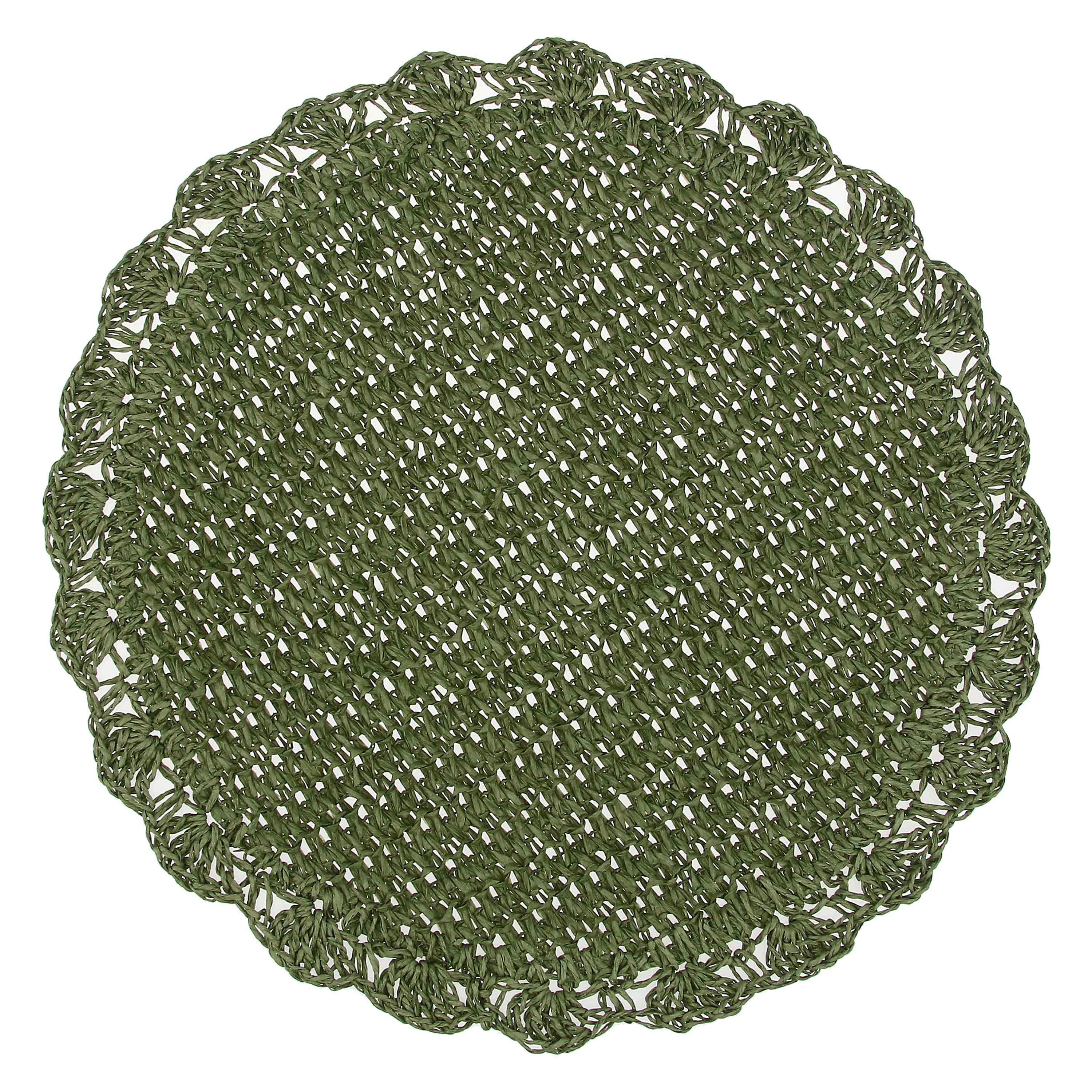 Set da 6 - Botanio Sottopiatto Rafia Fiore - Tessuto,Ø40  Cm