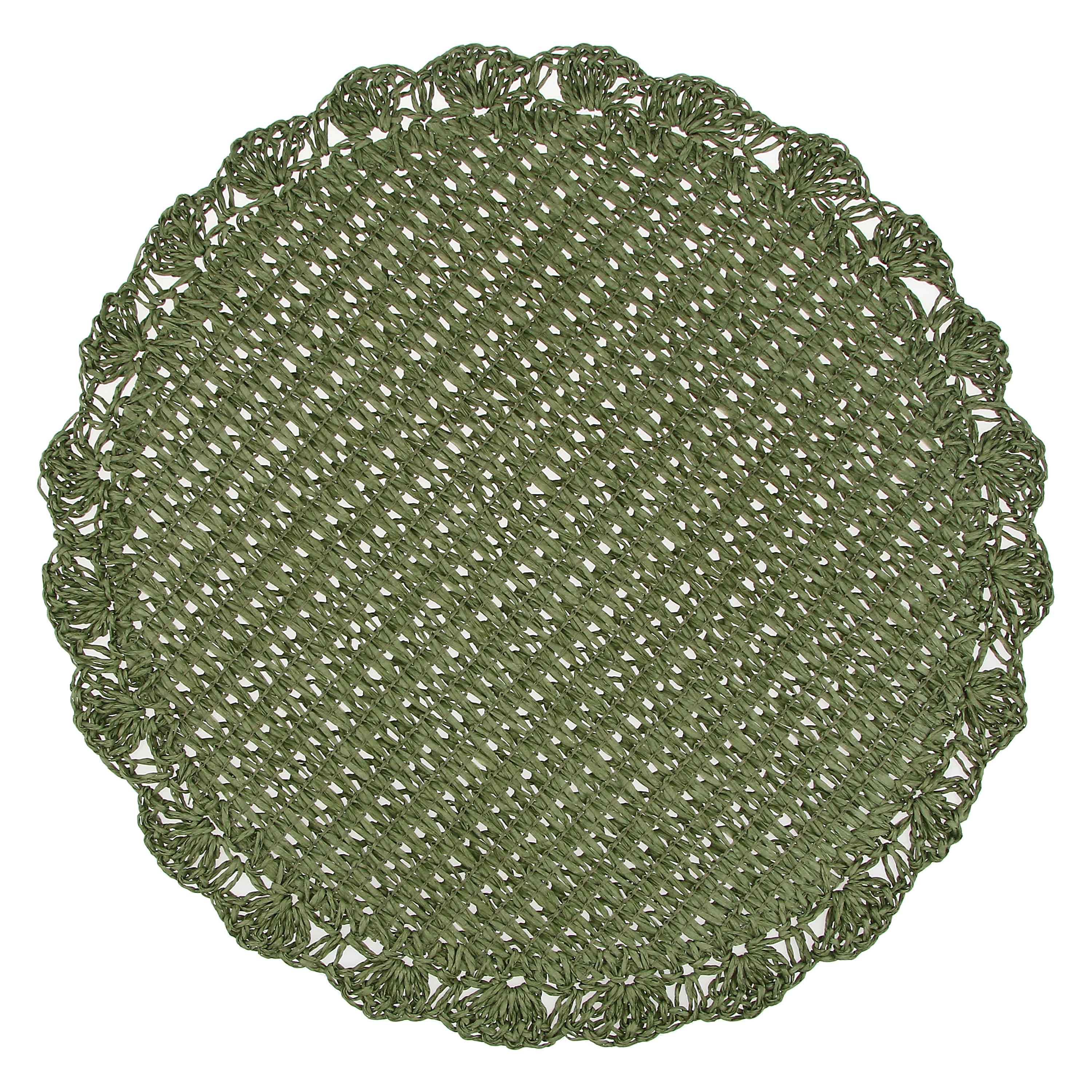 Set da 6 - Botanio Sottopiatto Rafia Fiore - Tessuto,Ø40  Cm