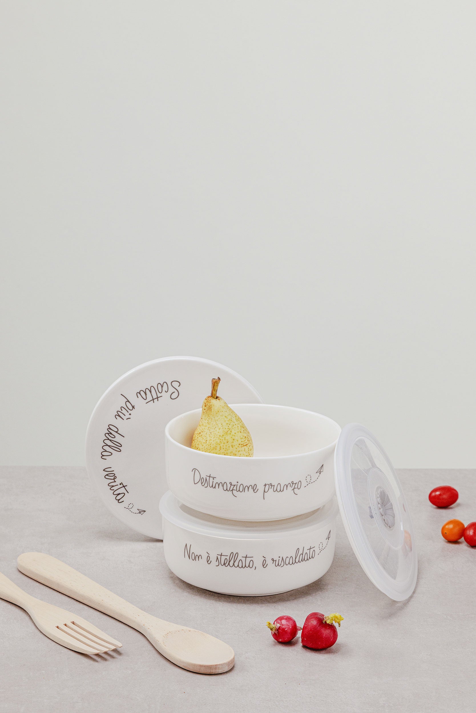 Gli Onesti Ciotola Pranzo Con Tappo  - Porcellana, Ø15,5 cm