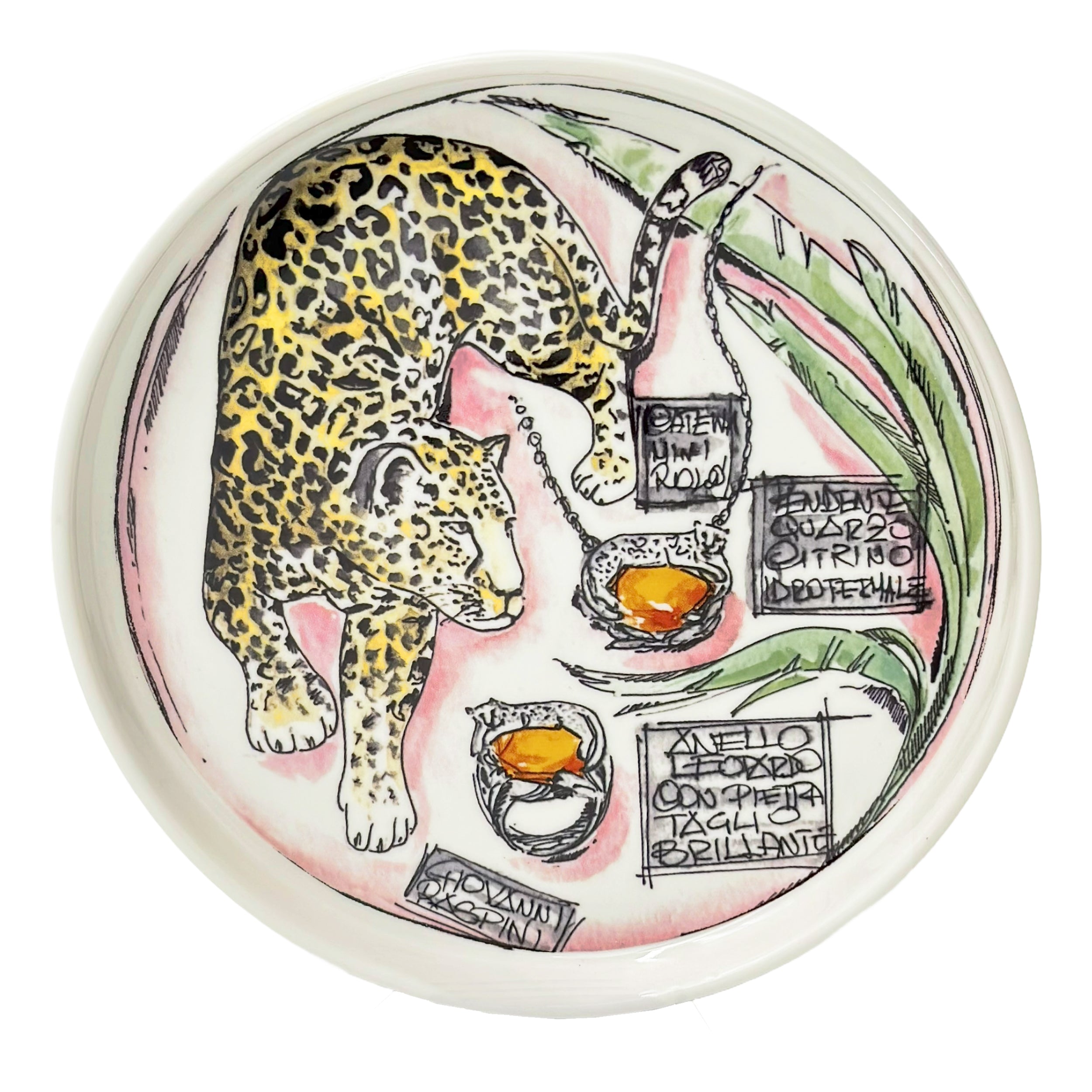 Raspini Eden Svuotatasche / Piattino Leopardo - Porcellana,21  Cm