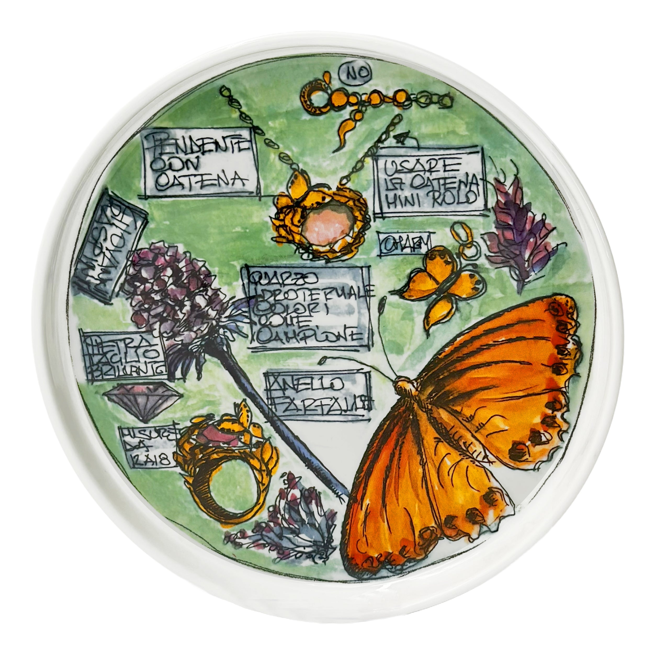 Raspini Eden Svuotatasche / Piattino Farfalla - Porcellana,21  Cm
