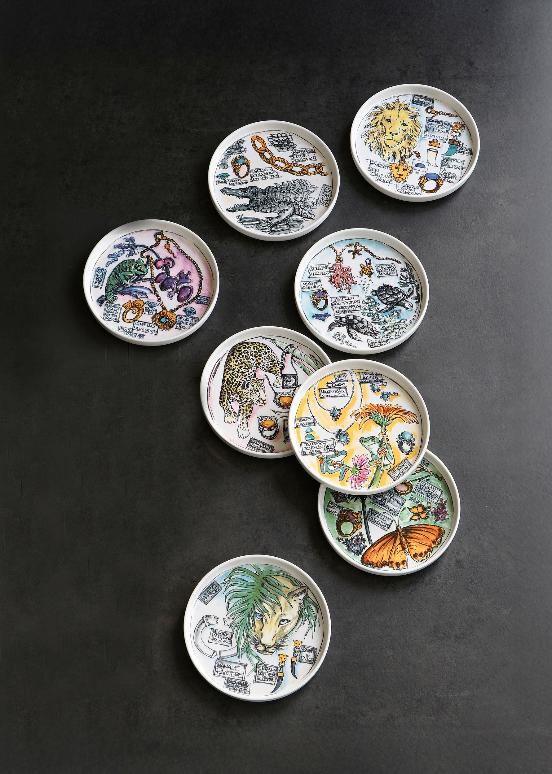 Raspini Eden Svuotatasche / Piattino Pantera - Porcellana,21  Cm