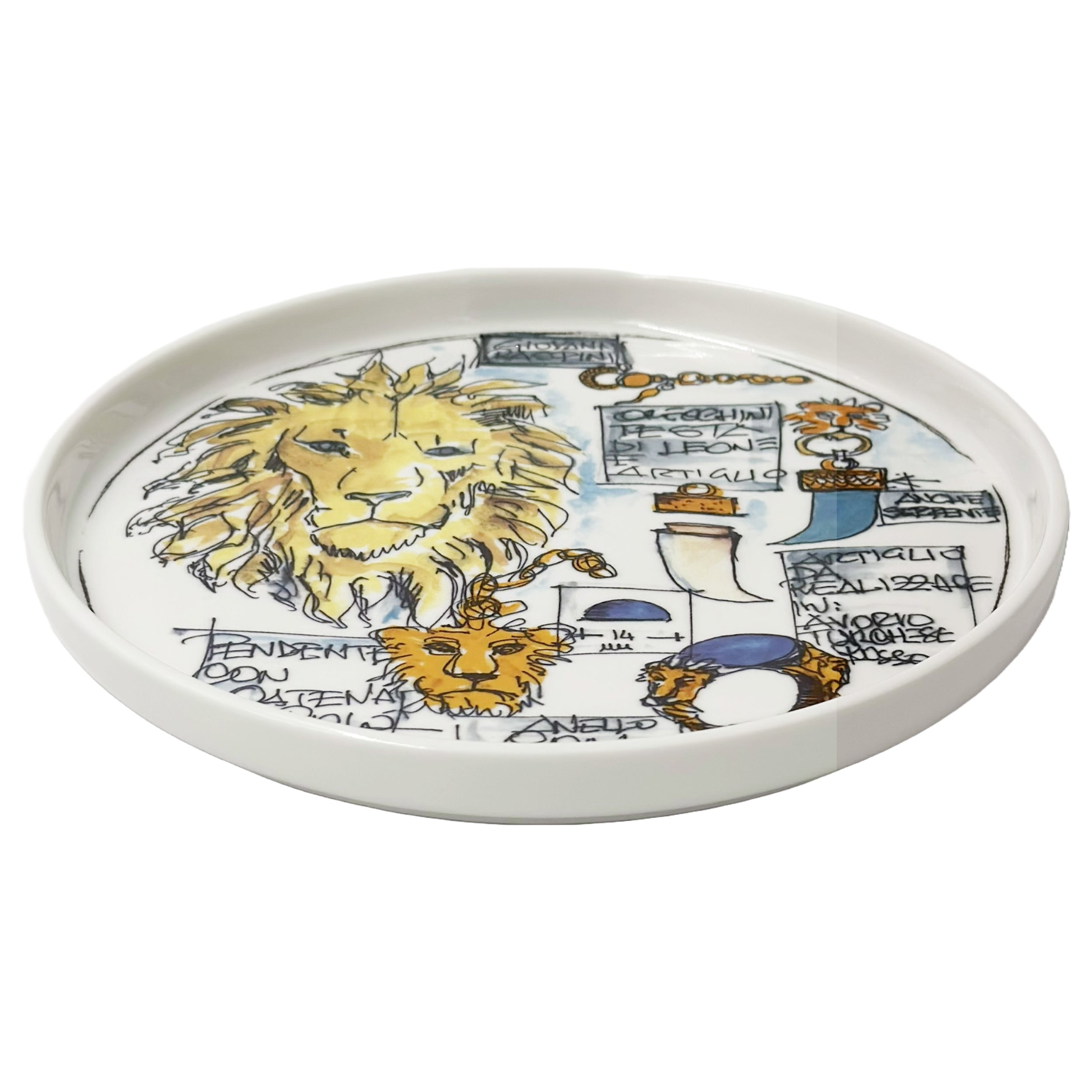 Raspini Eden Svuotatasche / Piattino Leone - Porcellana,21  Cm