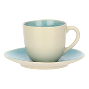 Set da 6, Azzurro Tazza Caffe con piattino, Fuse - Gres, 90 cc