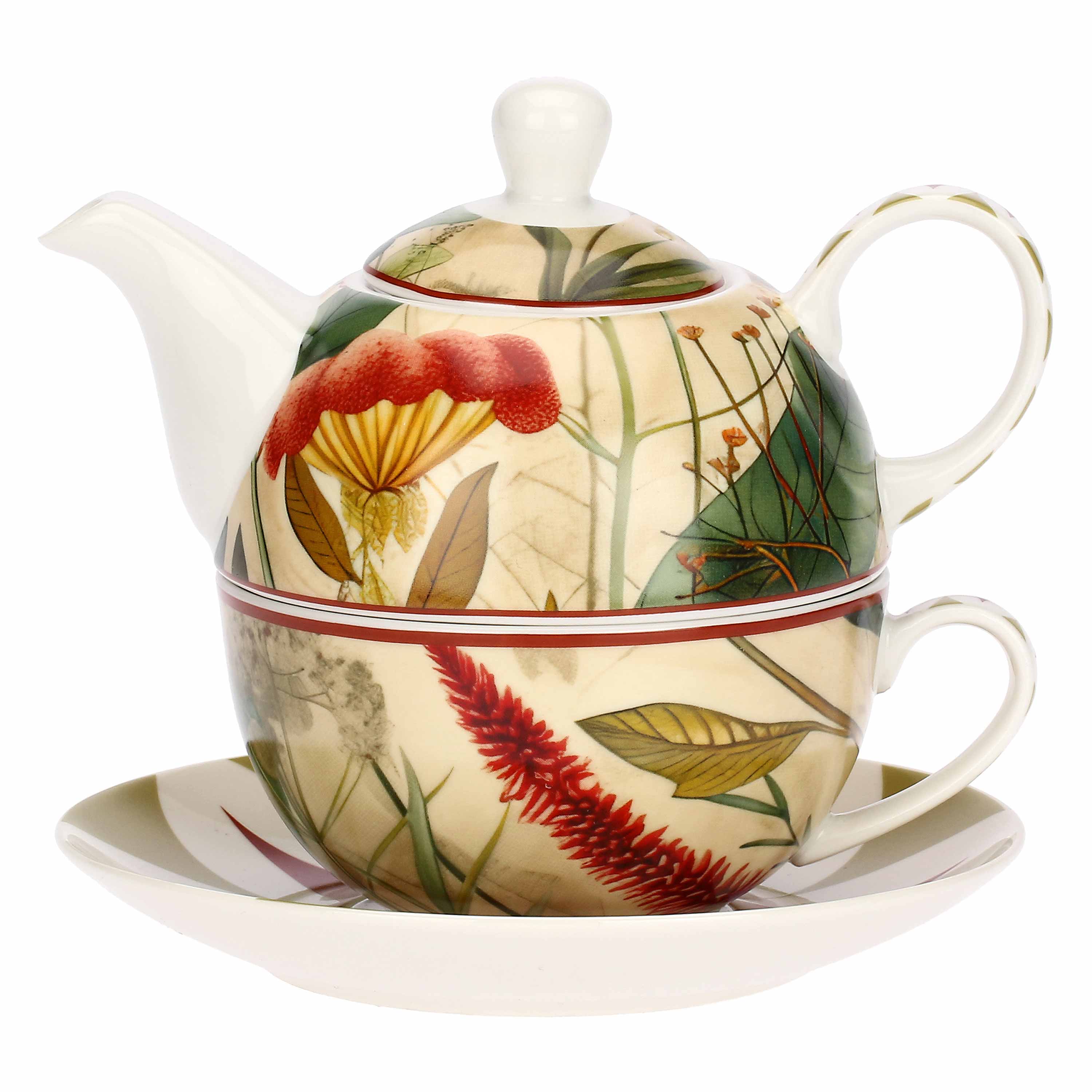 Tea4one with Red Saucer, Mirabilia - Porcelain, 300ml
