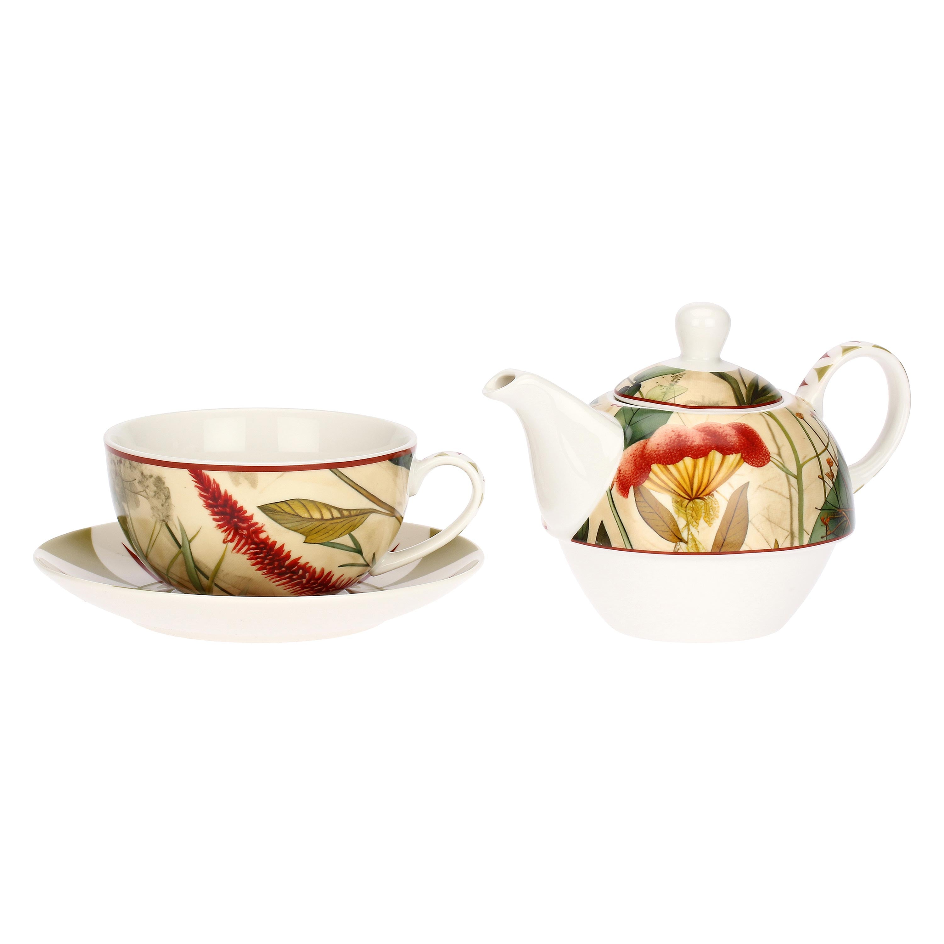Tea4one with Red Saucer, Mirabilia - Porcelain, 300ml
