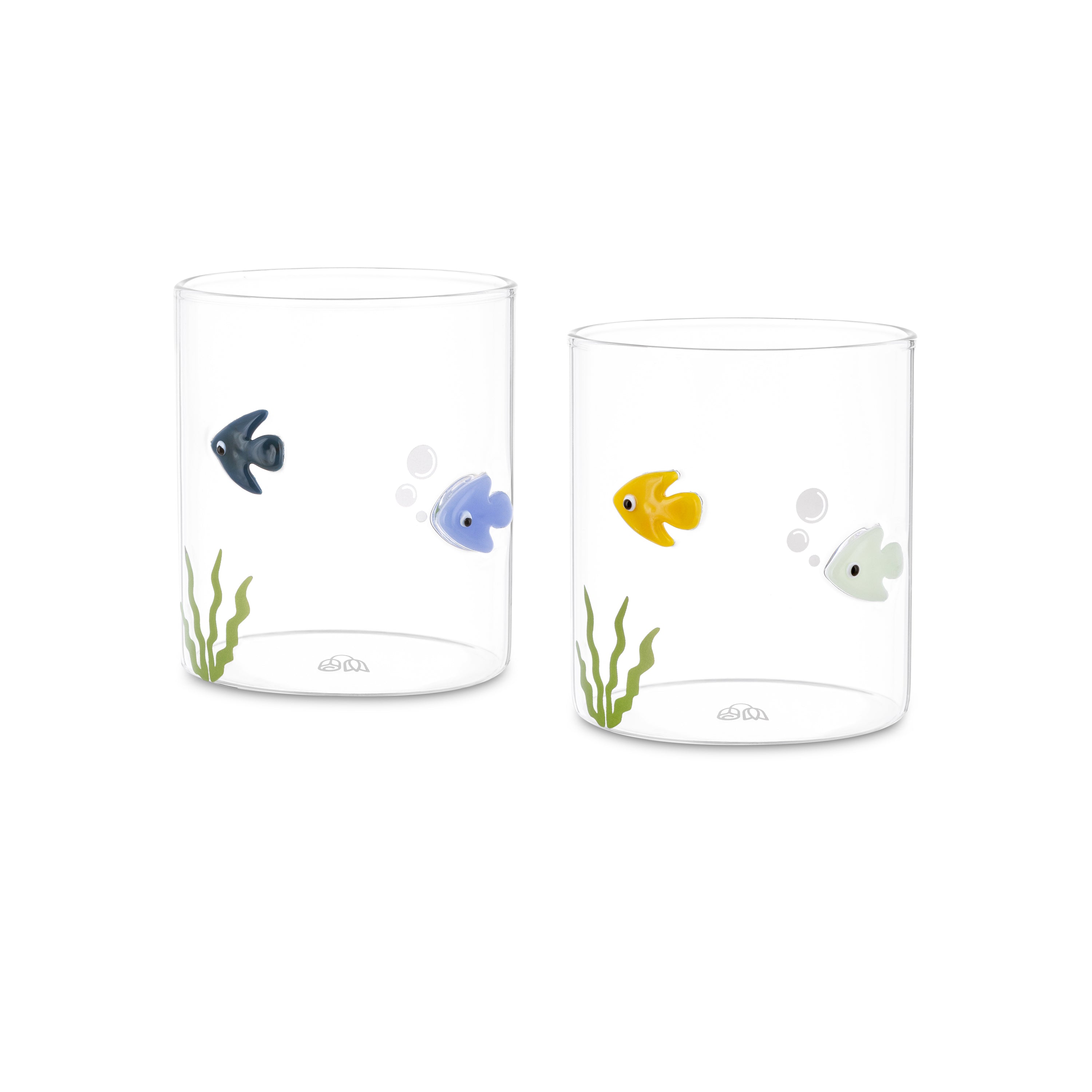 Lieve Set 2 Bicchieri Pesci - Borosilicato, Ø8x9 cm