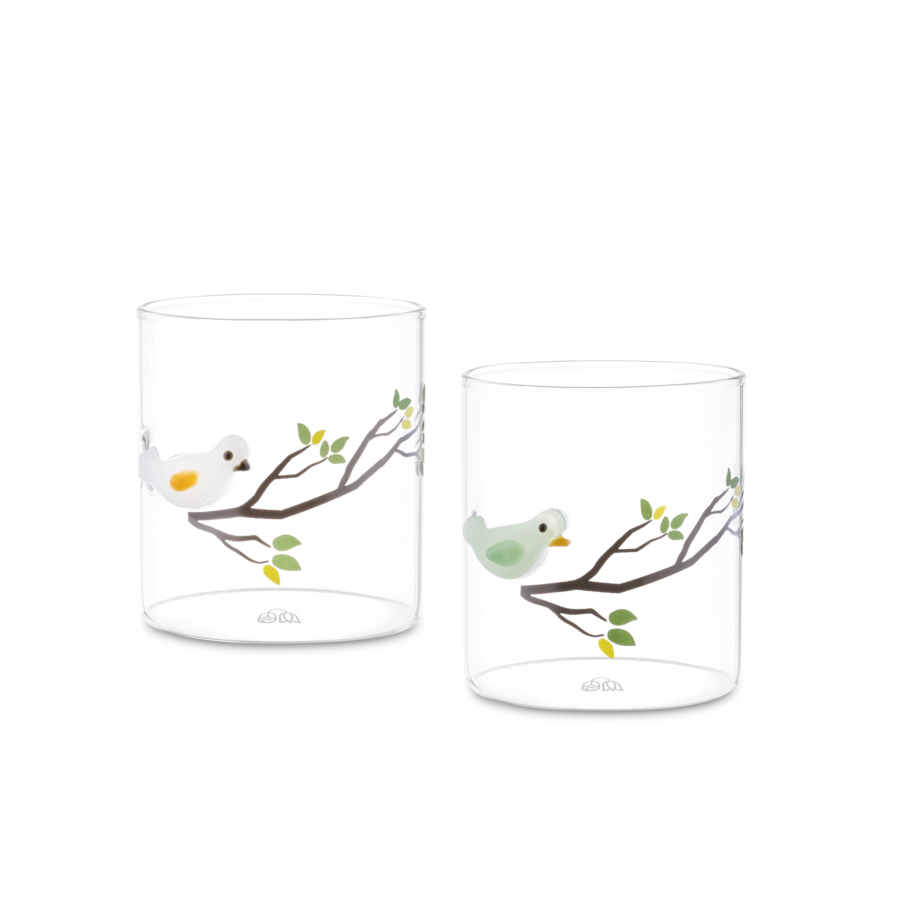 Lieve Set 2 Bicchieri Uccellini - Borosilicato, Ø8x9 cm