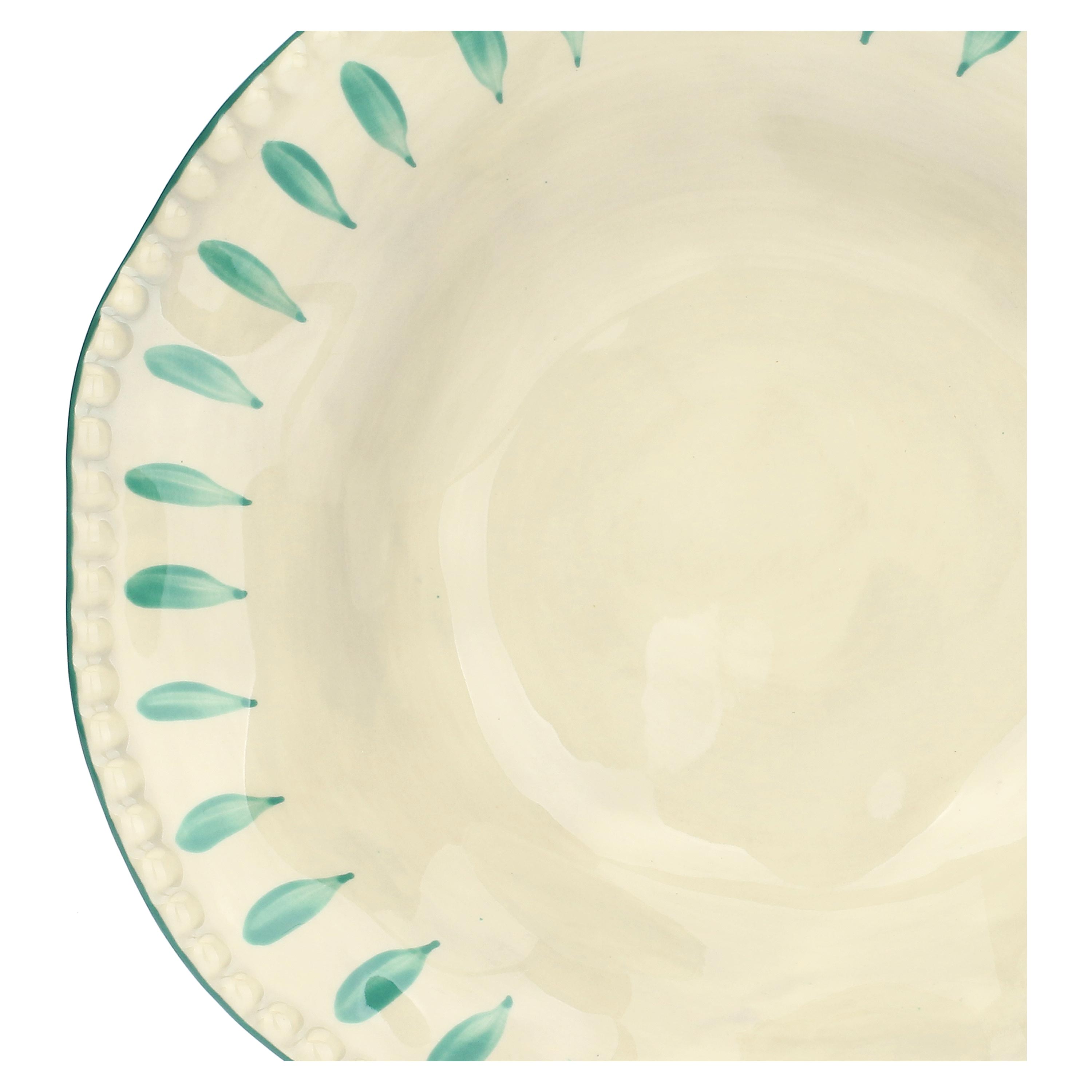 Set da 6 - Domitilla Verde Acqua Piatto Fondo - Stoneware, Ø22,5 cm