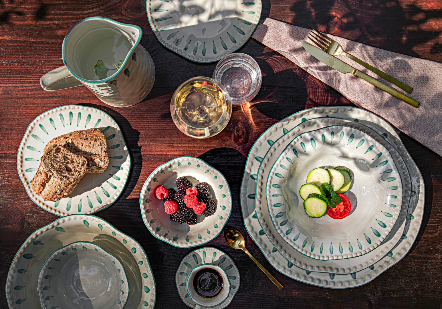 Set da 6 - Domitilla Verde Acqua Piatto Frutta - Stoneware, Ø20 cm