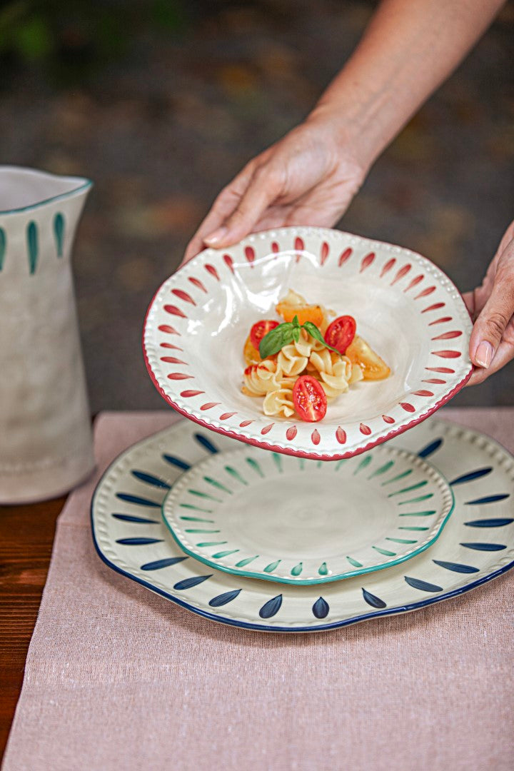 Set da 6 - Domitilla Verde Acqua Piatto Frutta - Stoneware, Ø20 cm