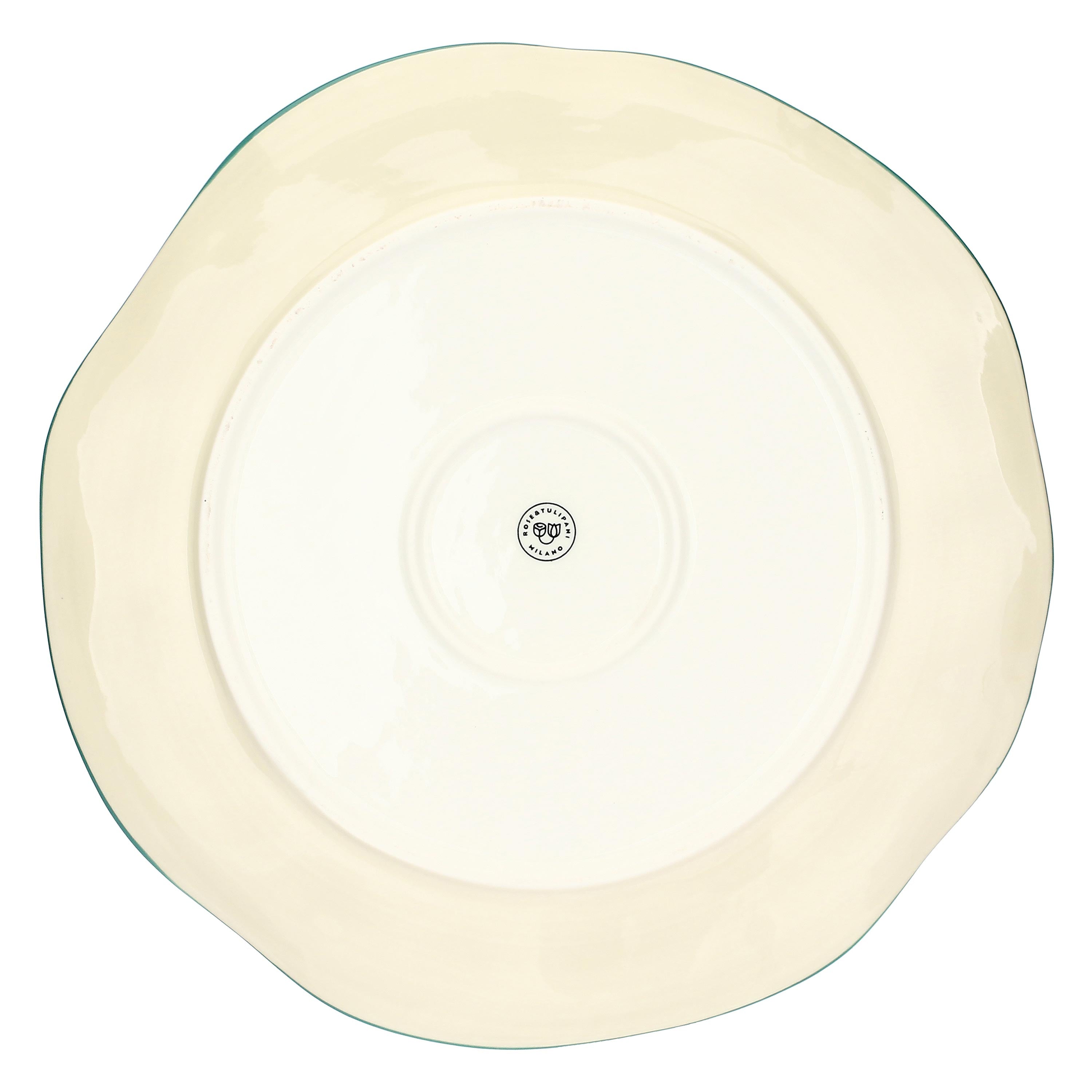 Set da 2 - Domitilla Verde Acqua Piatto Rotondo - Stoneware, Ø32 cm