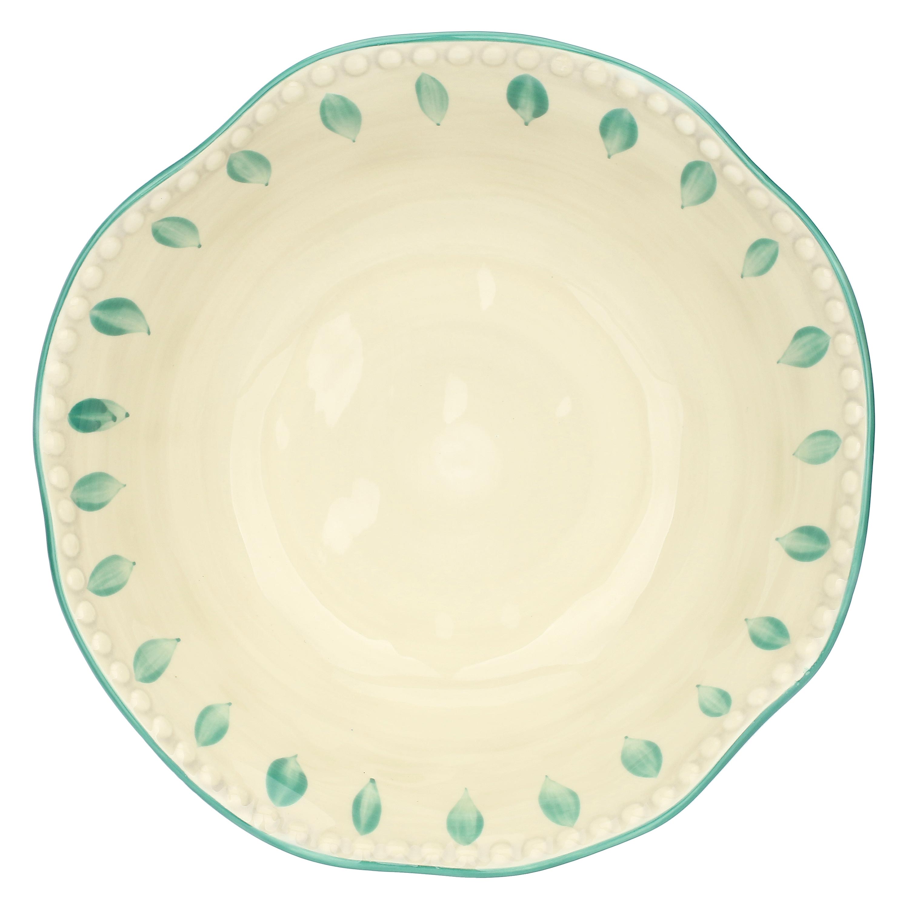 Set da 2 - Domitilla Verde Acqua Insalatiera - Stoneware, Ø24X9,5 cm