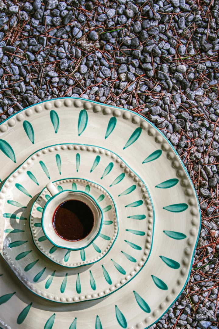 Set da 6 - Domitilla Verde Acqua Tazz Caffè C/P - Stoneware, Ø11 cm 90 cc