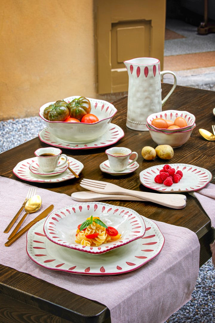 Set da 2 - Domitilla Magenta Piatto Rotondo - Stoneware, Ø32 cm