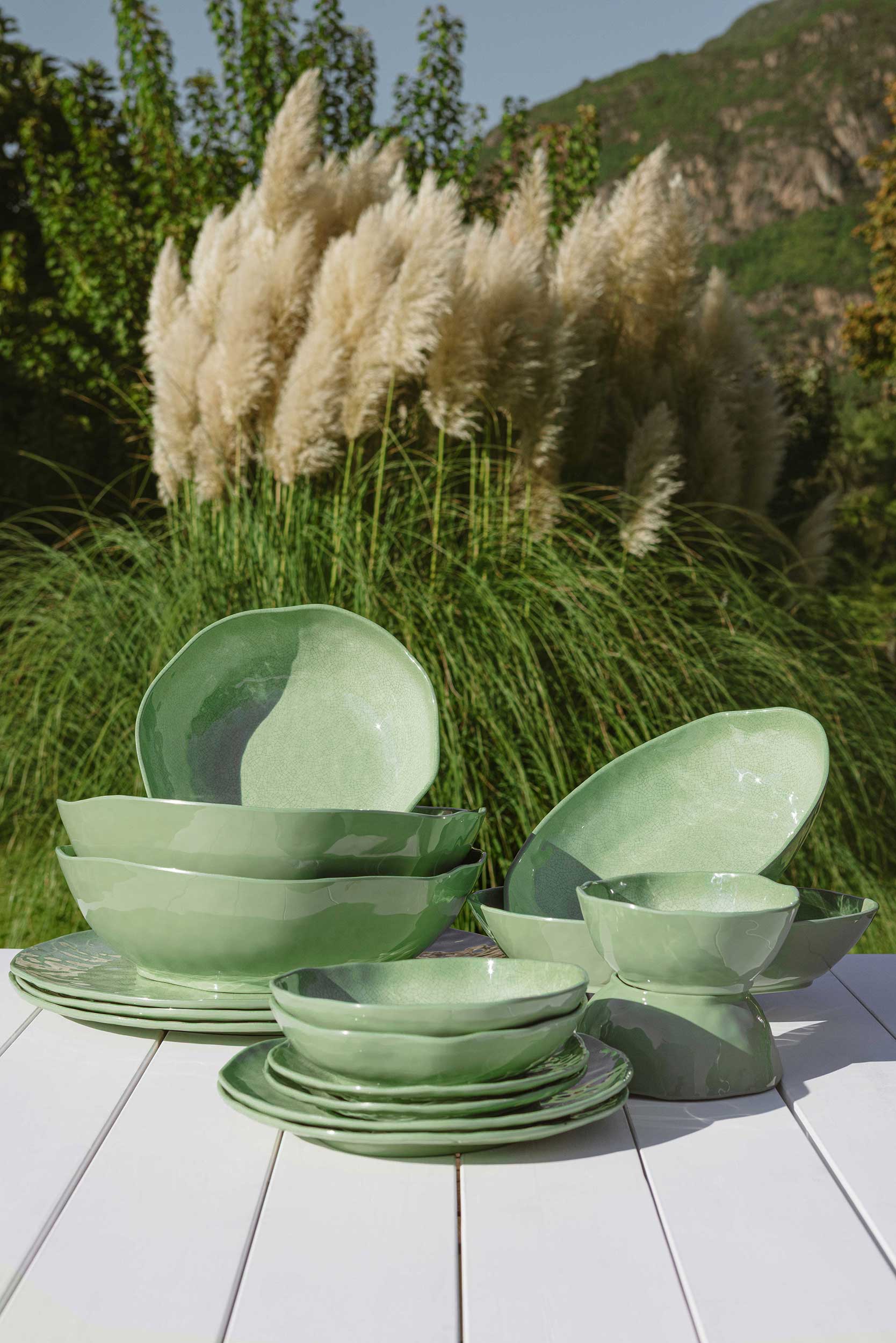 Set da 3 - Atmosfera Ocra Vassoio Tondo - MELAMINA, Ø42 cm