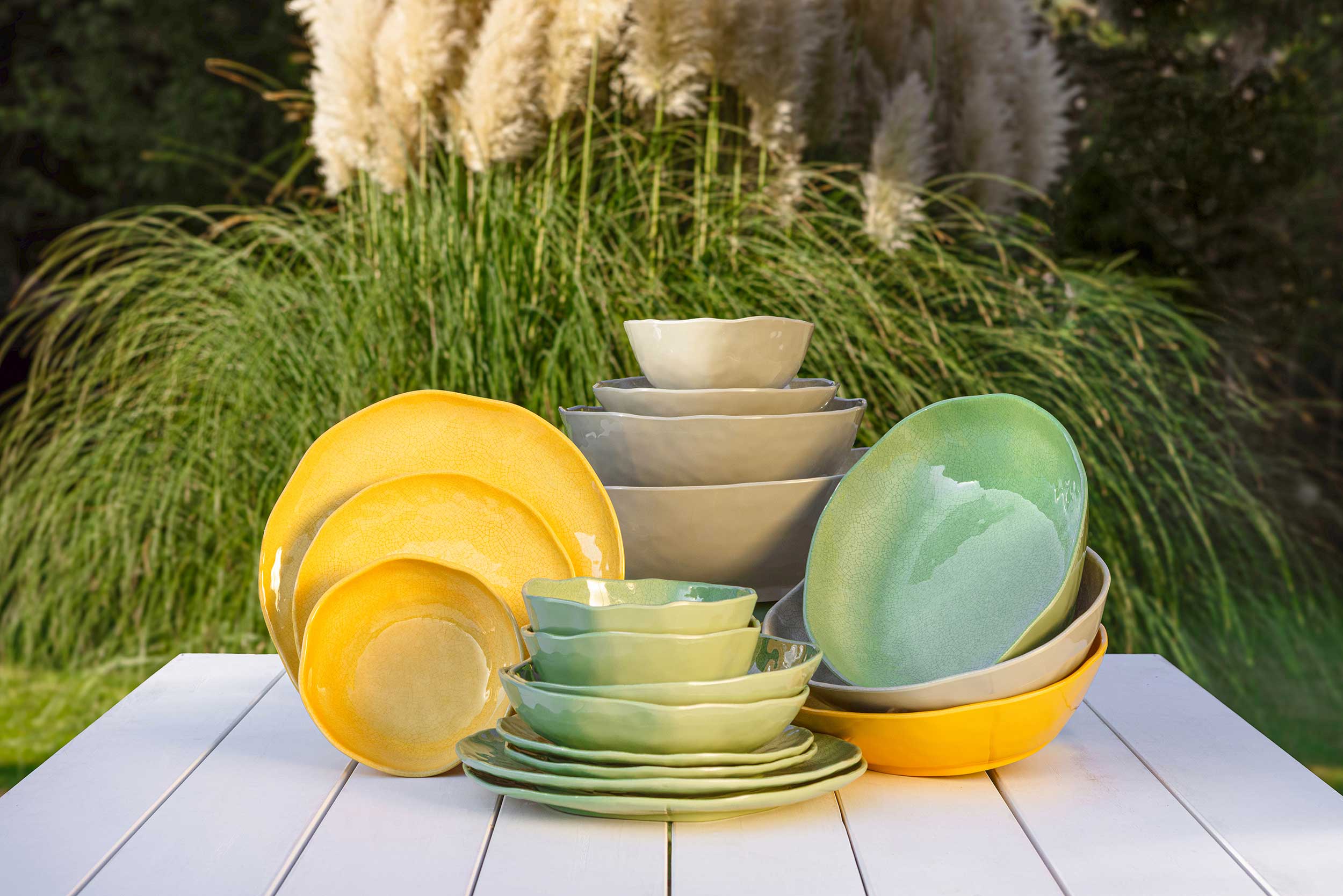 Atmosfera Verde Set 2 Piatti Piani - MELAMINA, Ø27 cm