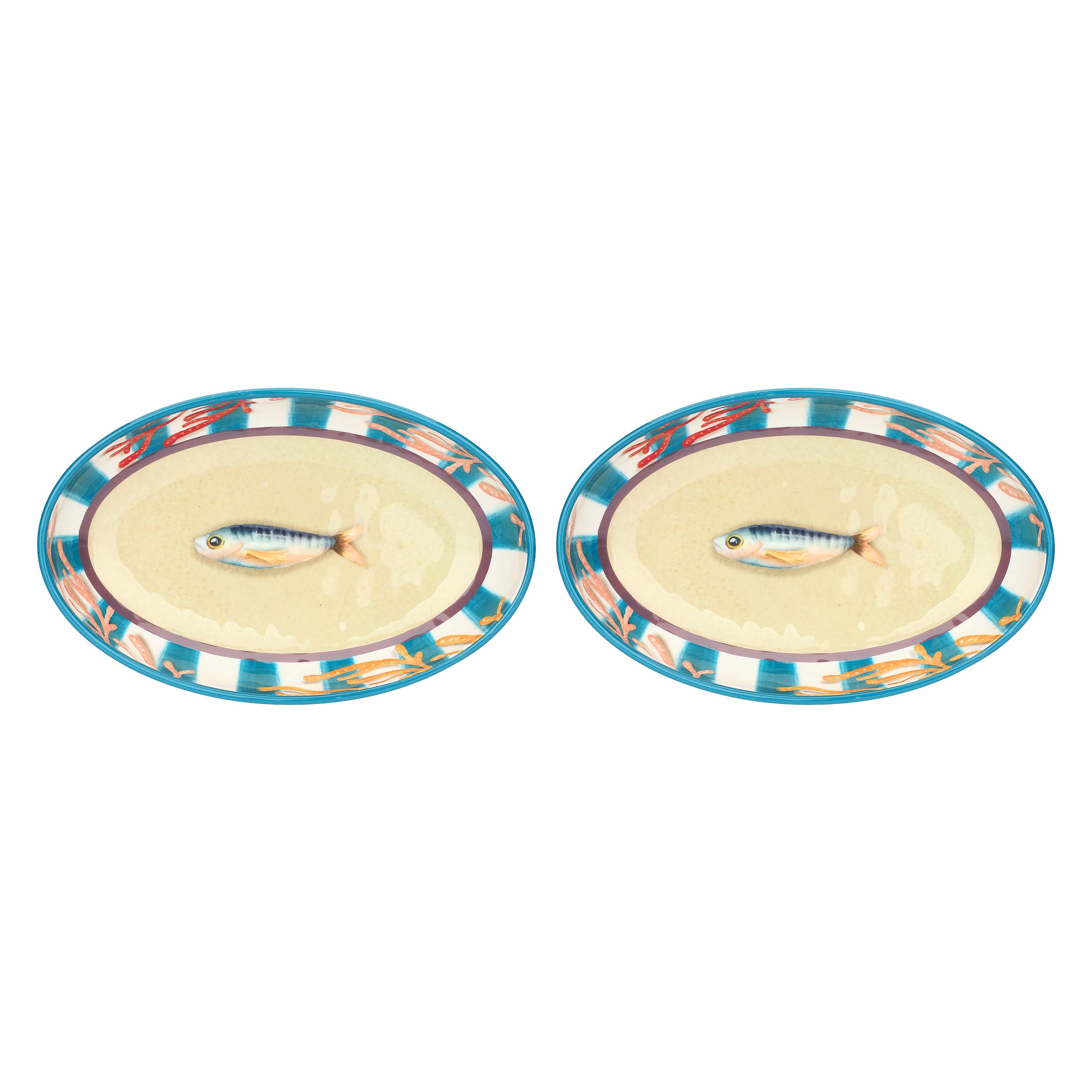 Litorale Set 2 Fondi Ovali - Melamina, 24x15 cm