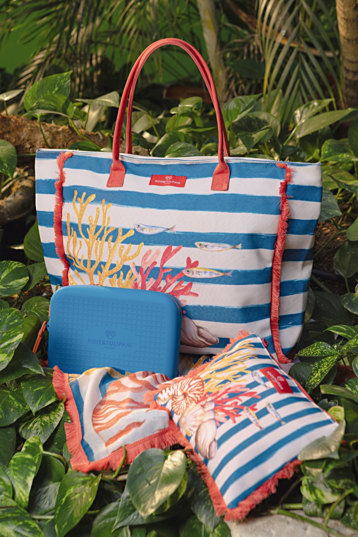 Set da 4 - Litorale Pareo + Pochette - Tessuto, Pareo 180 x 110 cm, Pochette 25 x 18 x 0,5 cm