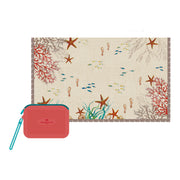 Set da 4 - Sealife Pareo + Pochette - Tessuto, Pareo 180 x 110 cm, Pochette 25 x 18 x 0,5 cm