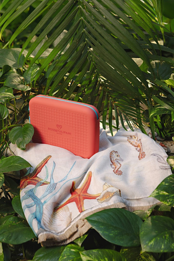 Set da 4 - Sealife Pareo + Pochette - Tessuto, Pareo 180 x 110 cm, Pochette 25 x 18 x 0,5 cm