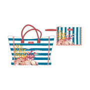 Set da 4 - Litorale Borsa + Pochette - Tessuto, Borsa 42 x 37 x 14 cm, Pochette 20 x 28 cm